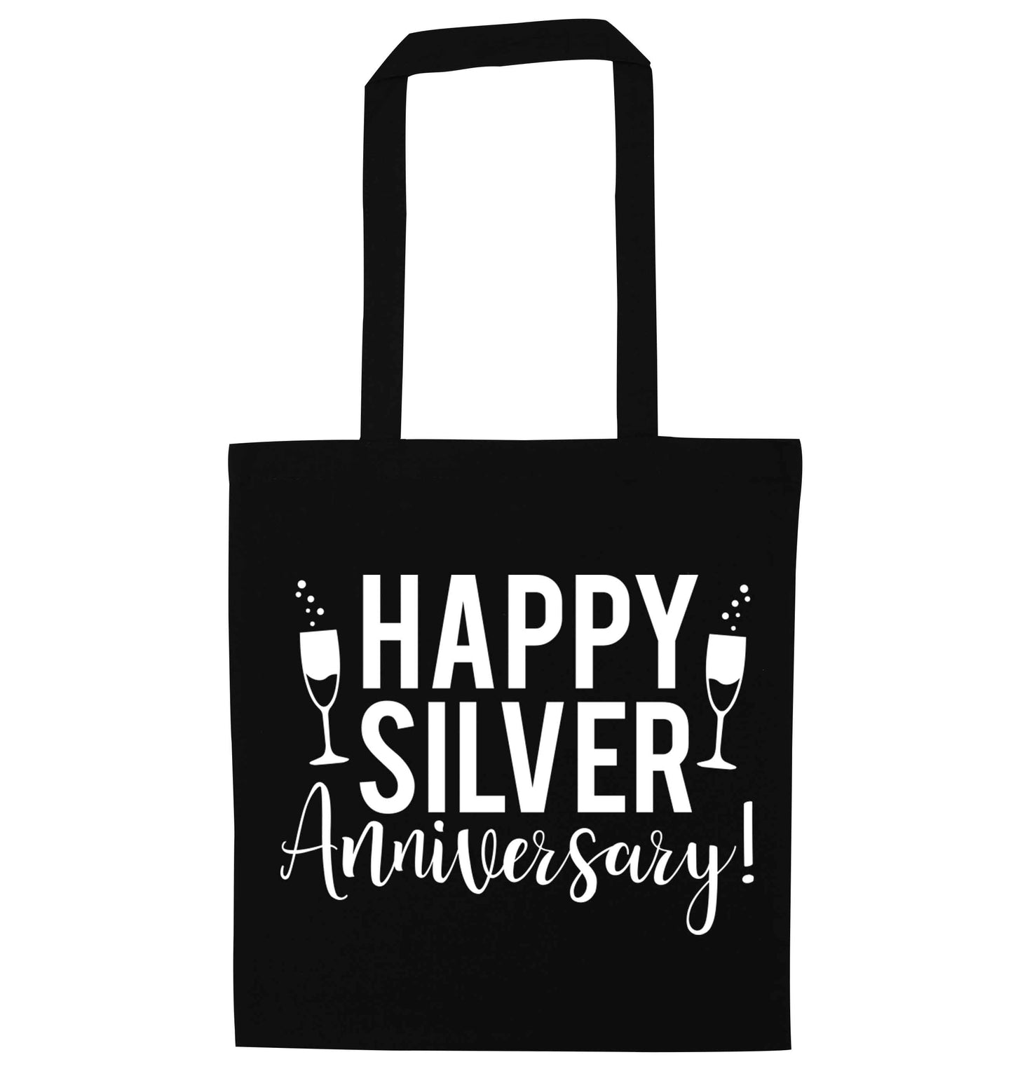 Happy silver anniversary! black tote bag