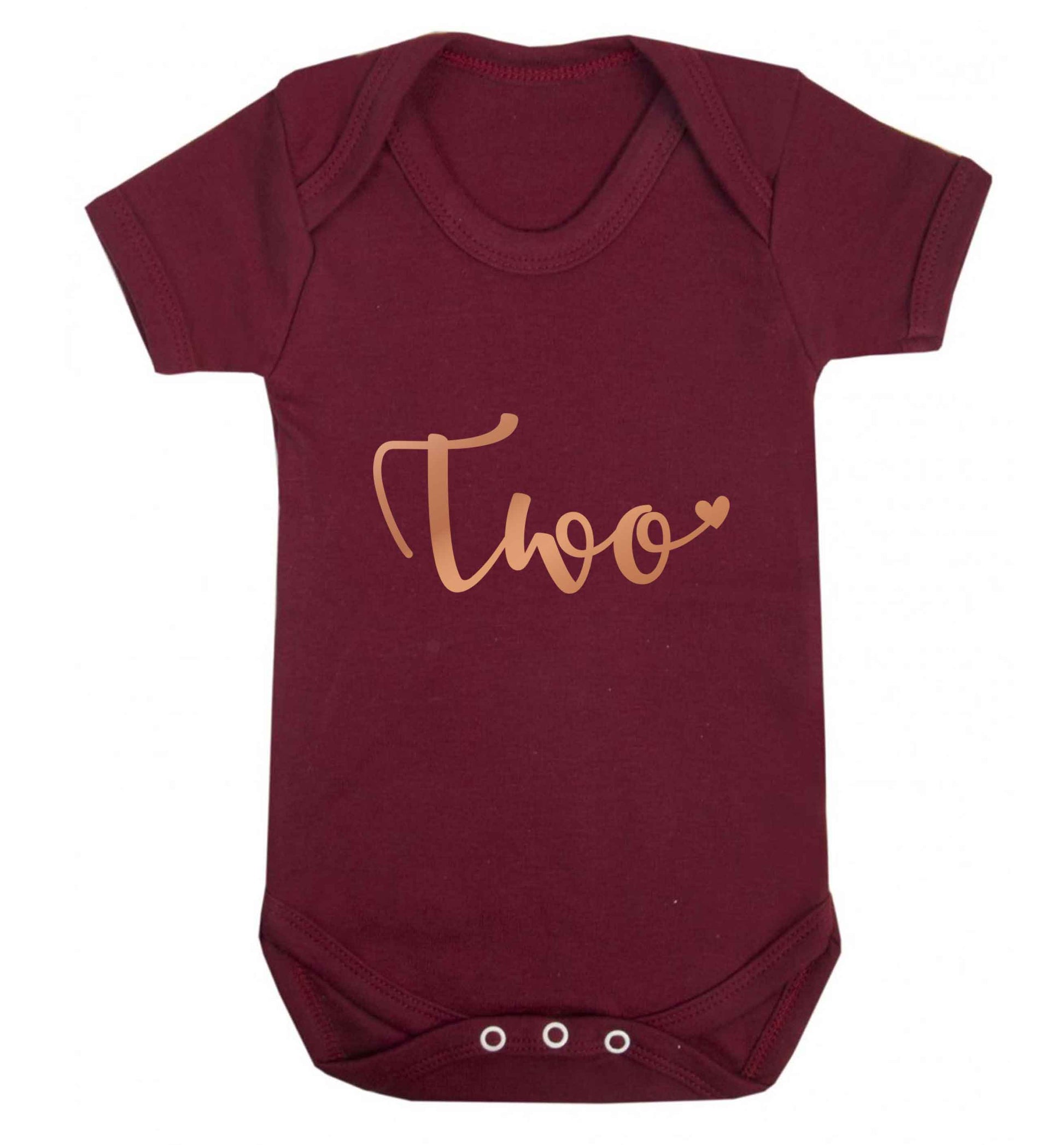 Two rose gold baby vest maroon 18-24 months