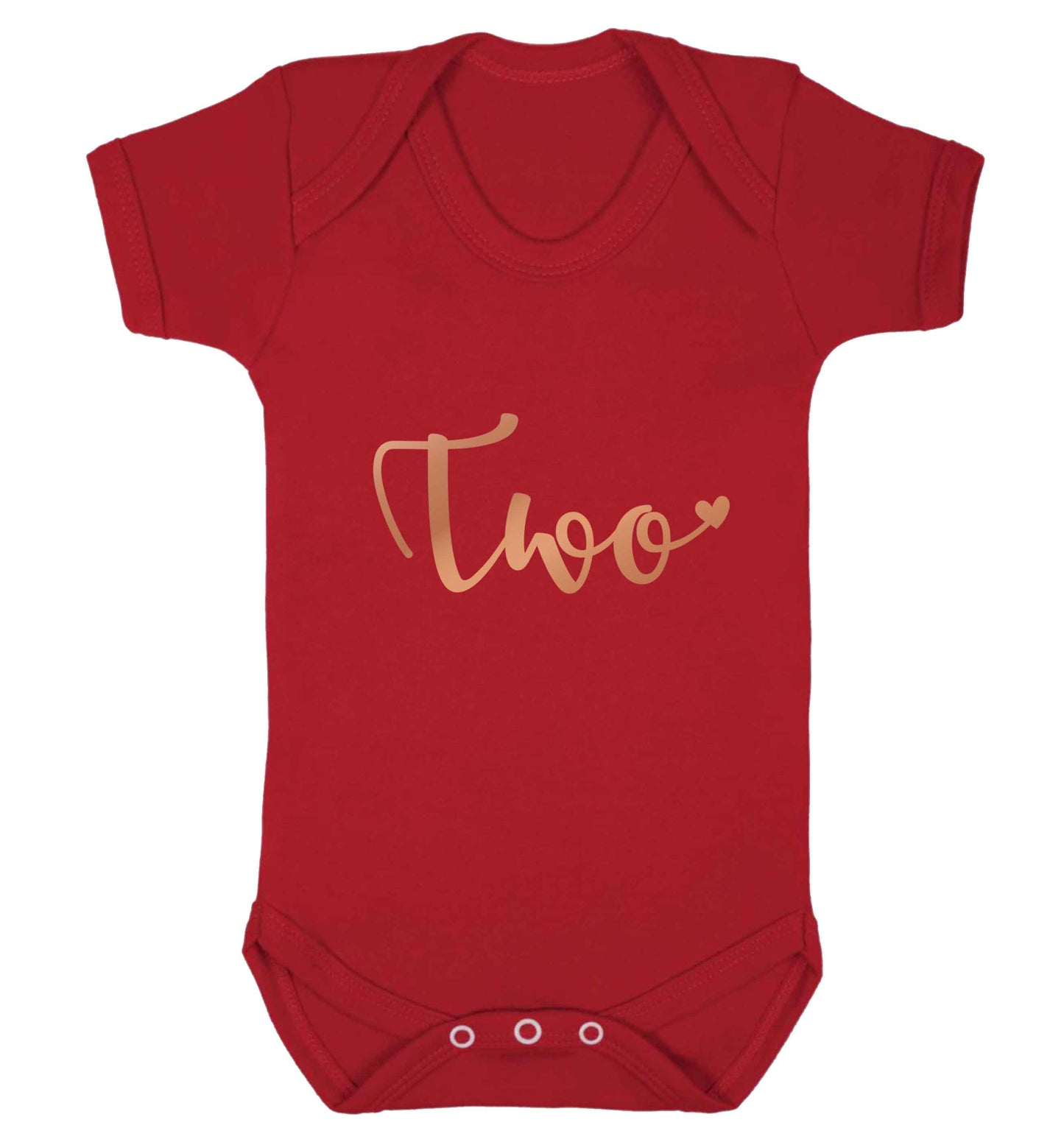 Two rose gold baby vest red 18-24 months