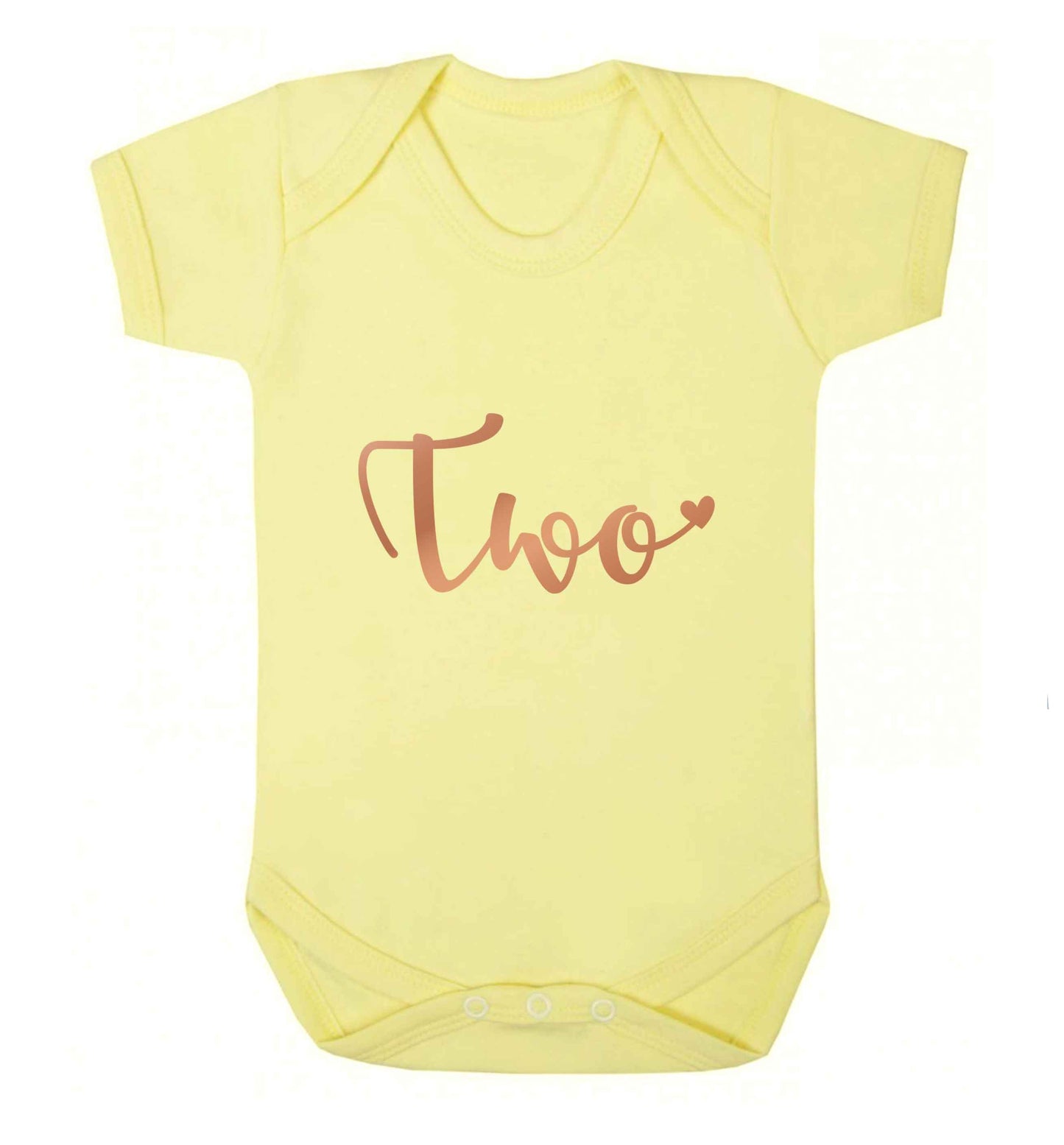 Two rose gold baby vest pale yellow 18-24 months