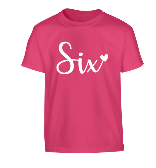 Six and heart! Children's pink Tshirt 12-13 Years
