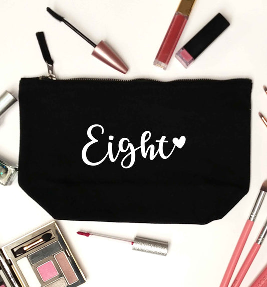 Eight and heart black makeup bag