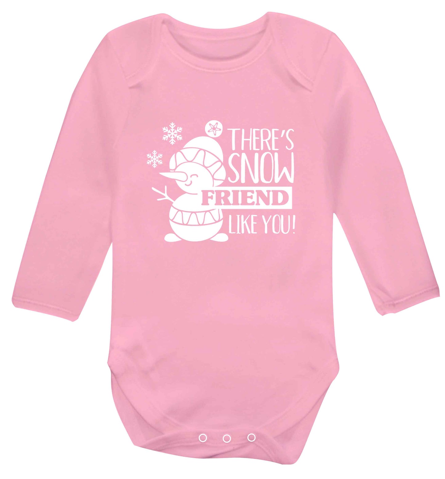 There's snow friend like you baby vest long sleeved pale pink 6-12 months