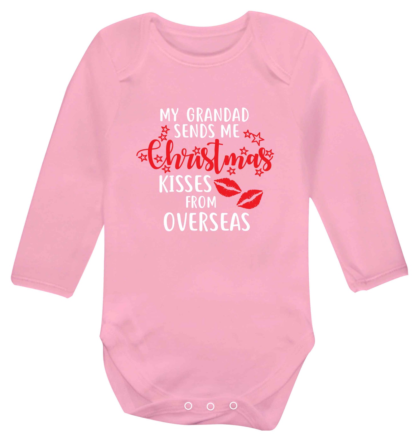 Grandad Christmas Kisses Overseas baby vest long sleeved pale pink 6-12 months