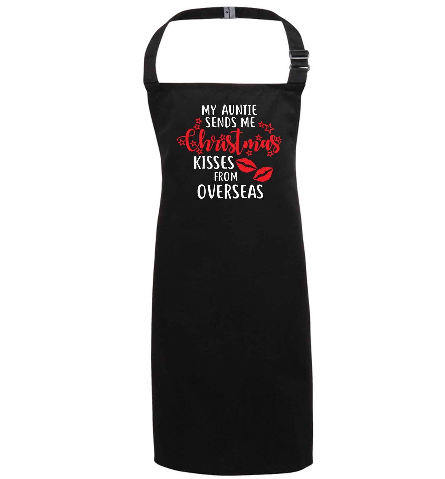 Auntie Christmas Kisses Overseas black apron 7-10 years