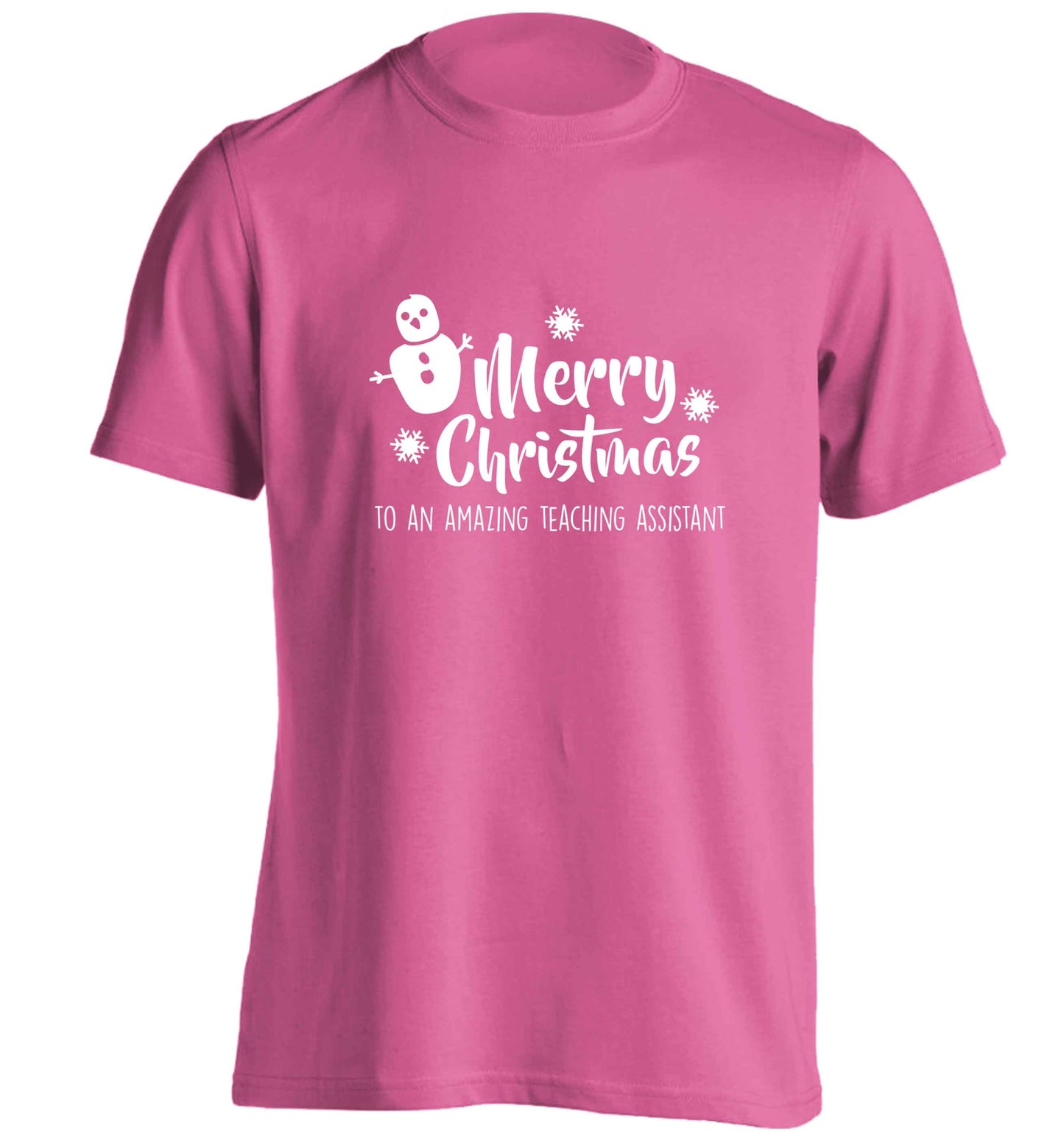 Merry christmas to my teacher adults unisex pink Tshirt 2XL