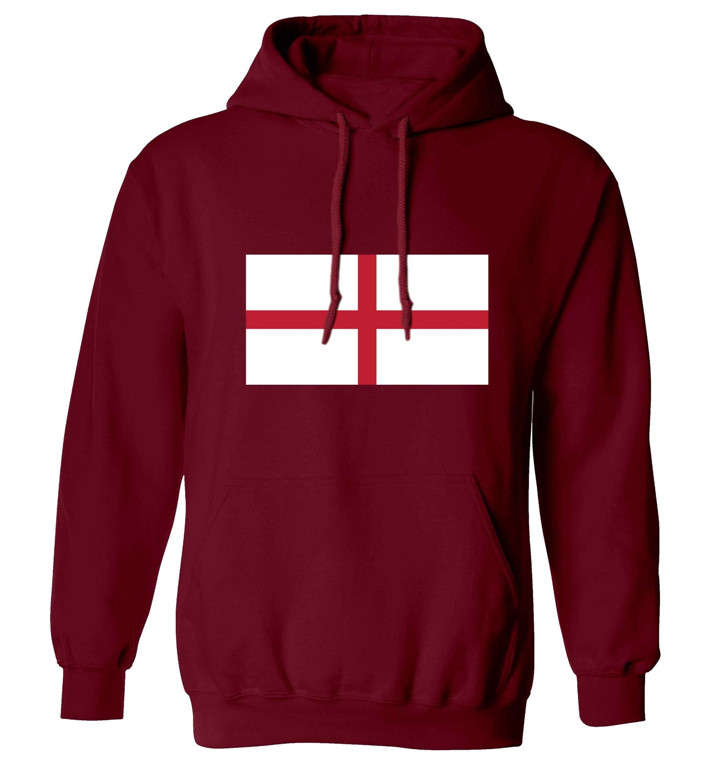England Flag adults unisex maroon hoodie 2XL