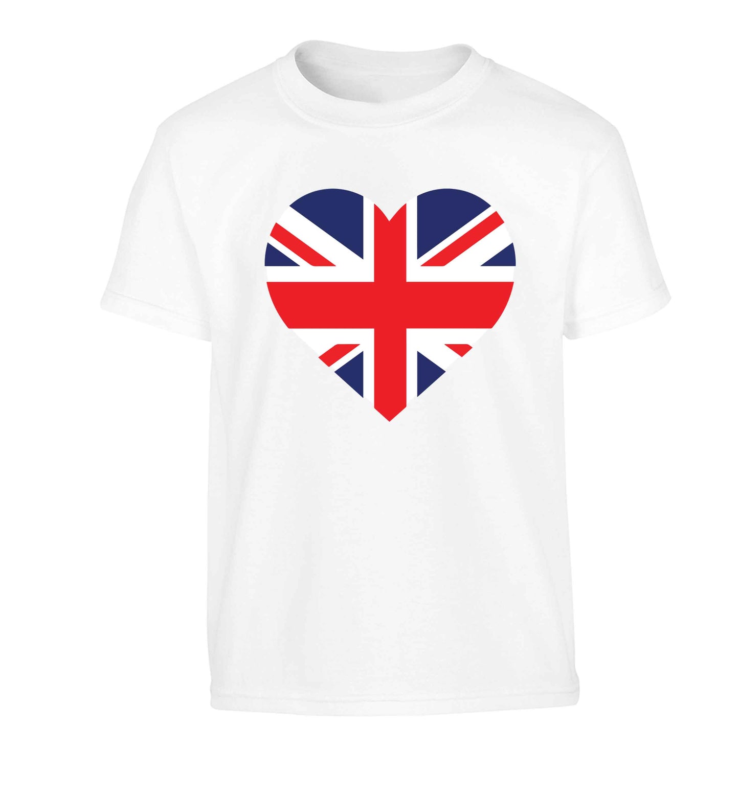 Union Jack Heart Children's white Tshirt 12-13 Years