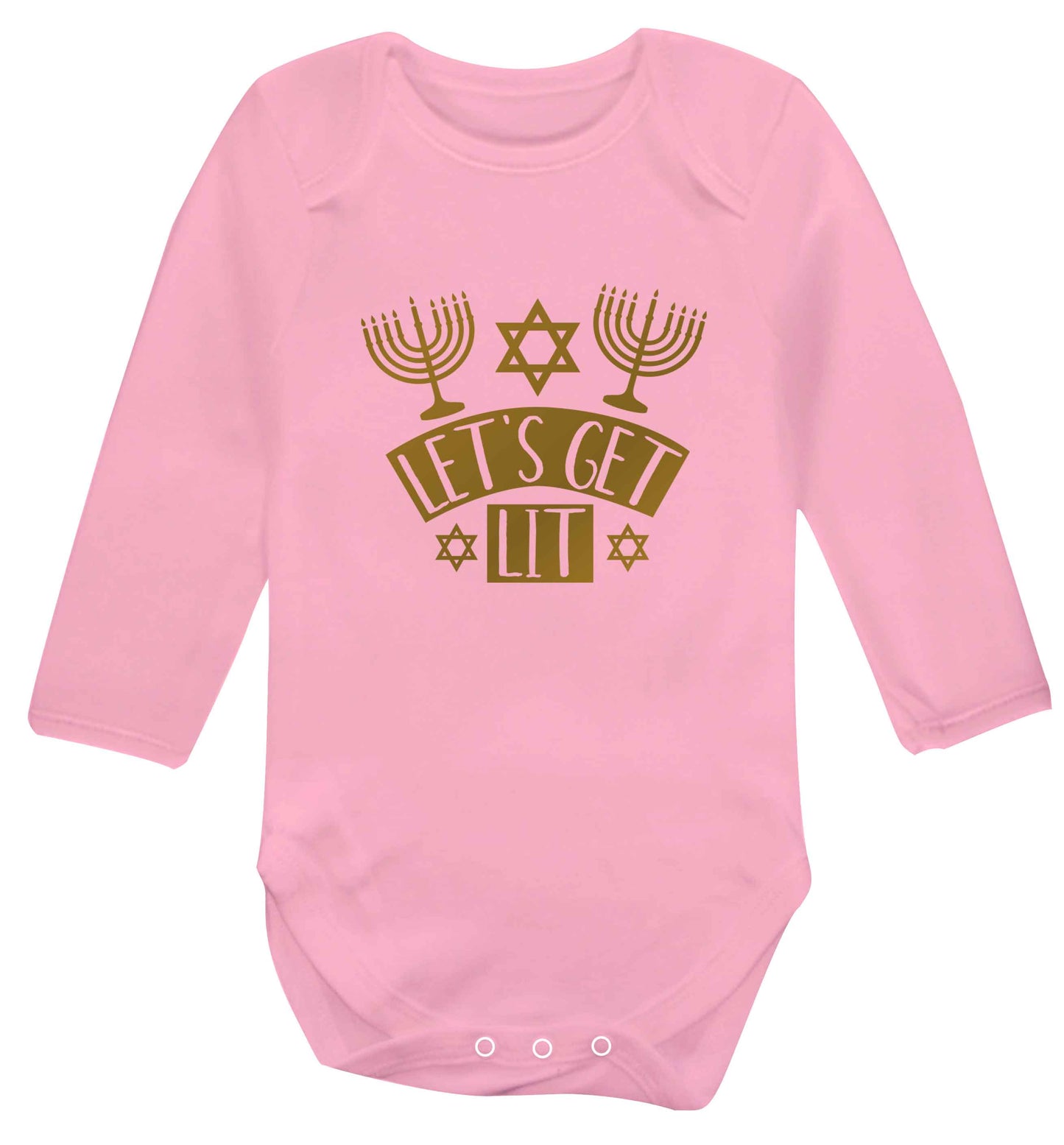 Let's get lit baby vest long sleeved pale pink 6-12 months