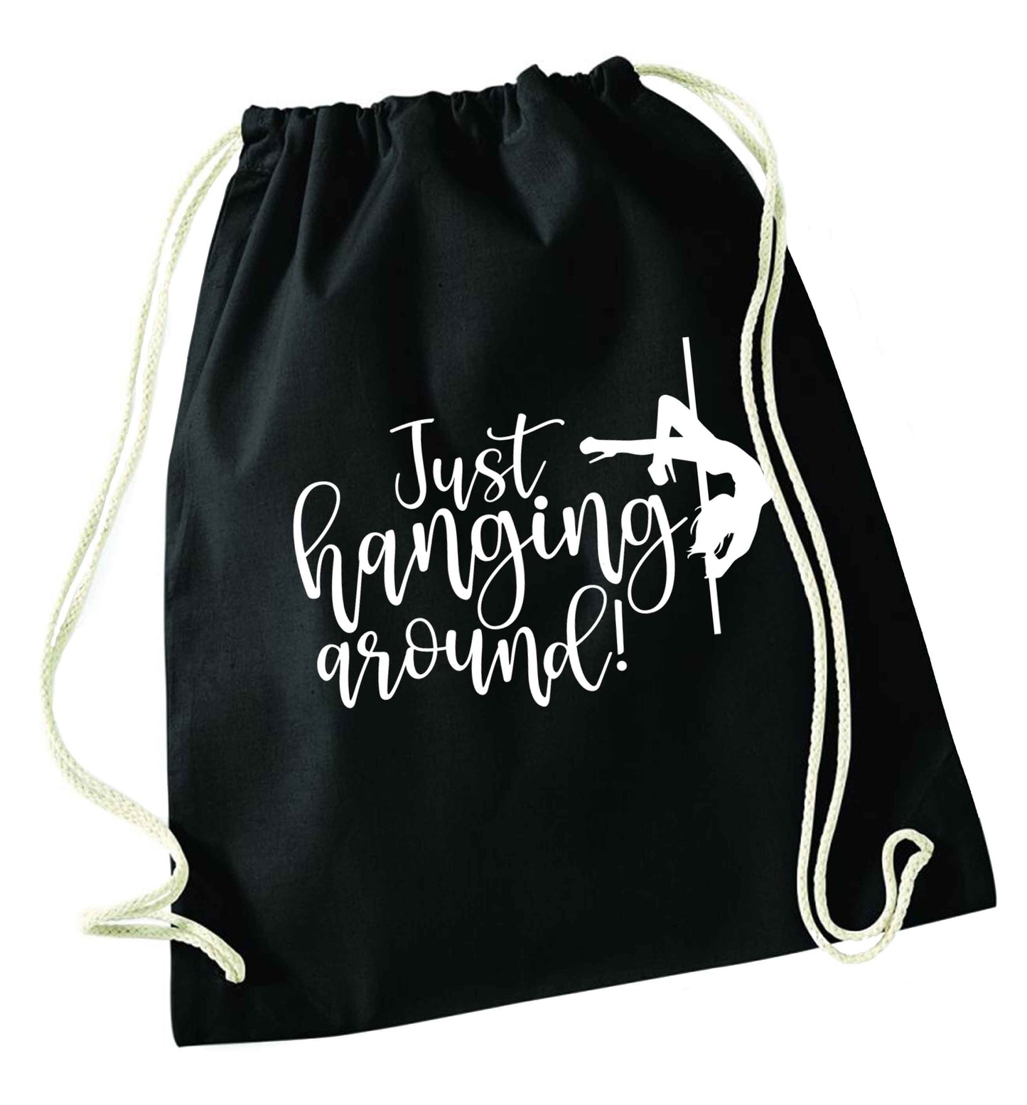 Best Things Happen Dancing black drawstring bag