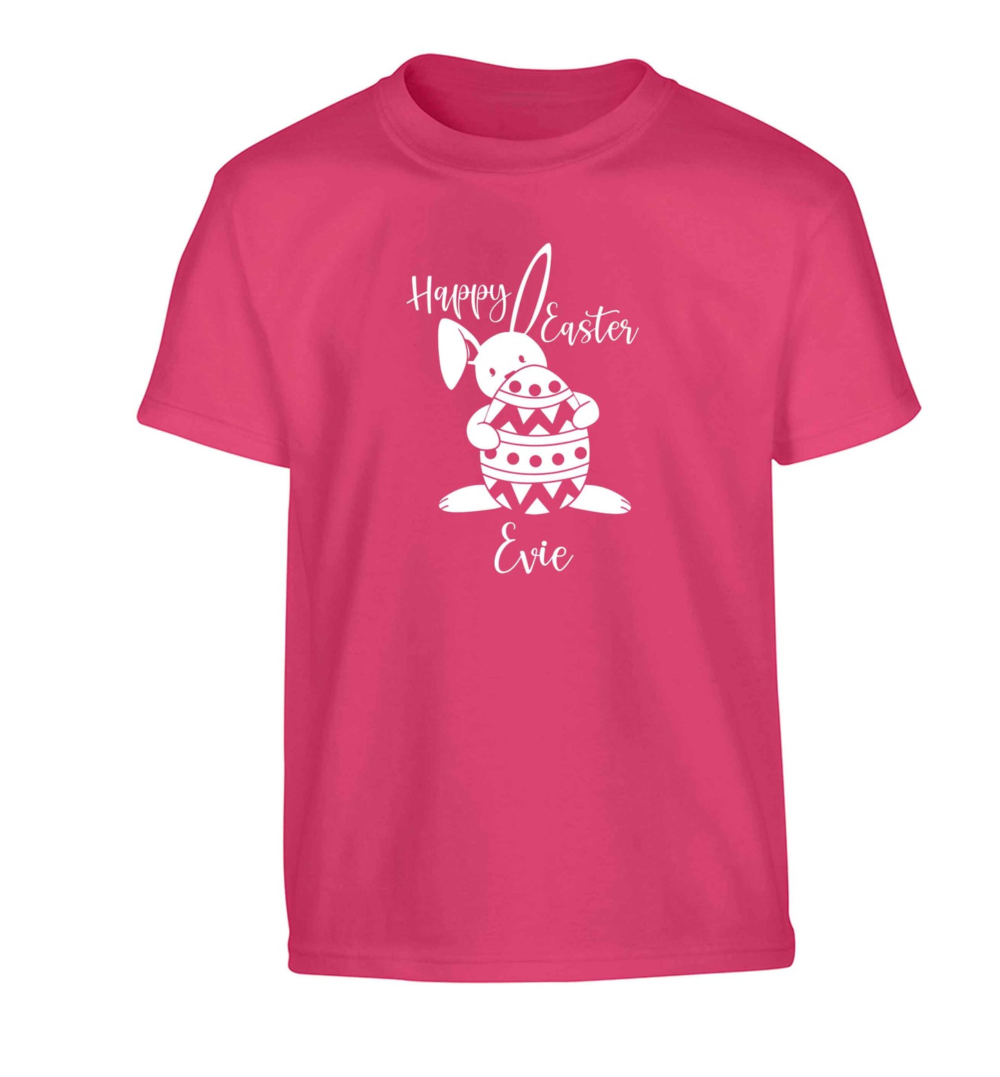 Happy Easter - personalised Children's pink Tshirt 12-13 Years