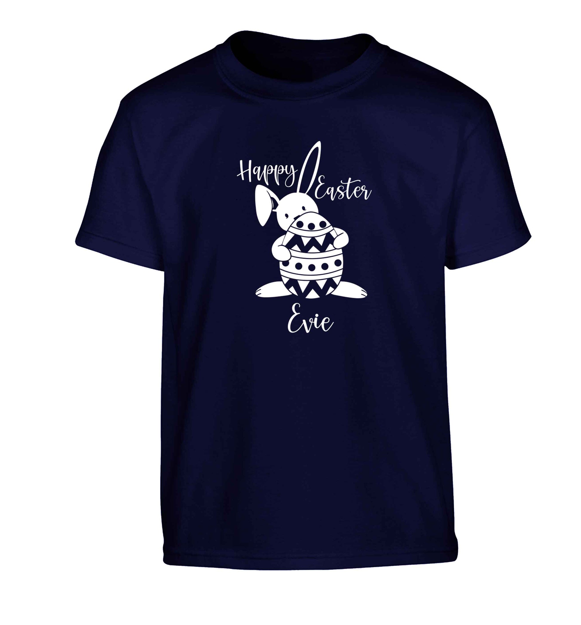Happy Easter - personalised Children's navy Tshirt 12-13 Years
