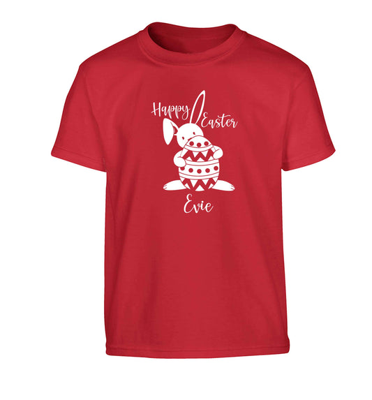 Happy Easter - personalised Children's red Tshirt 12-13 Years