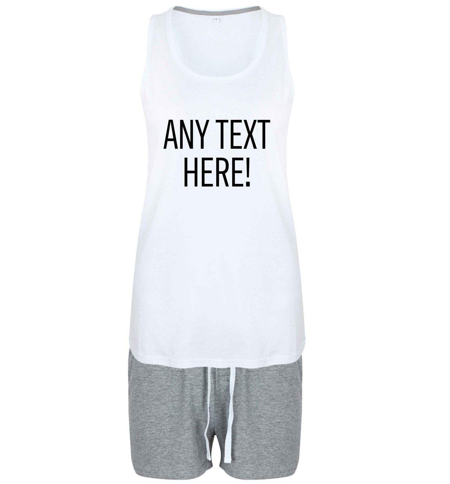 Any text here size XL women's pyjama shorts set in grey