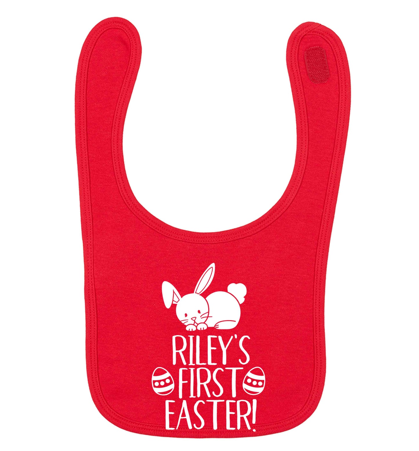 Personalised first Easter red baby bib