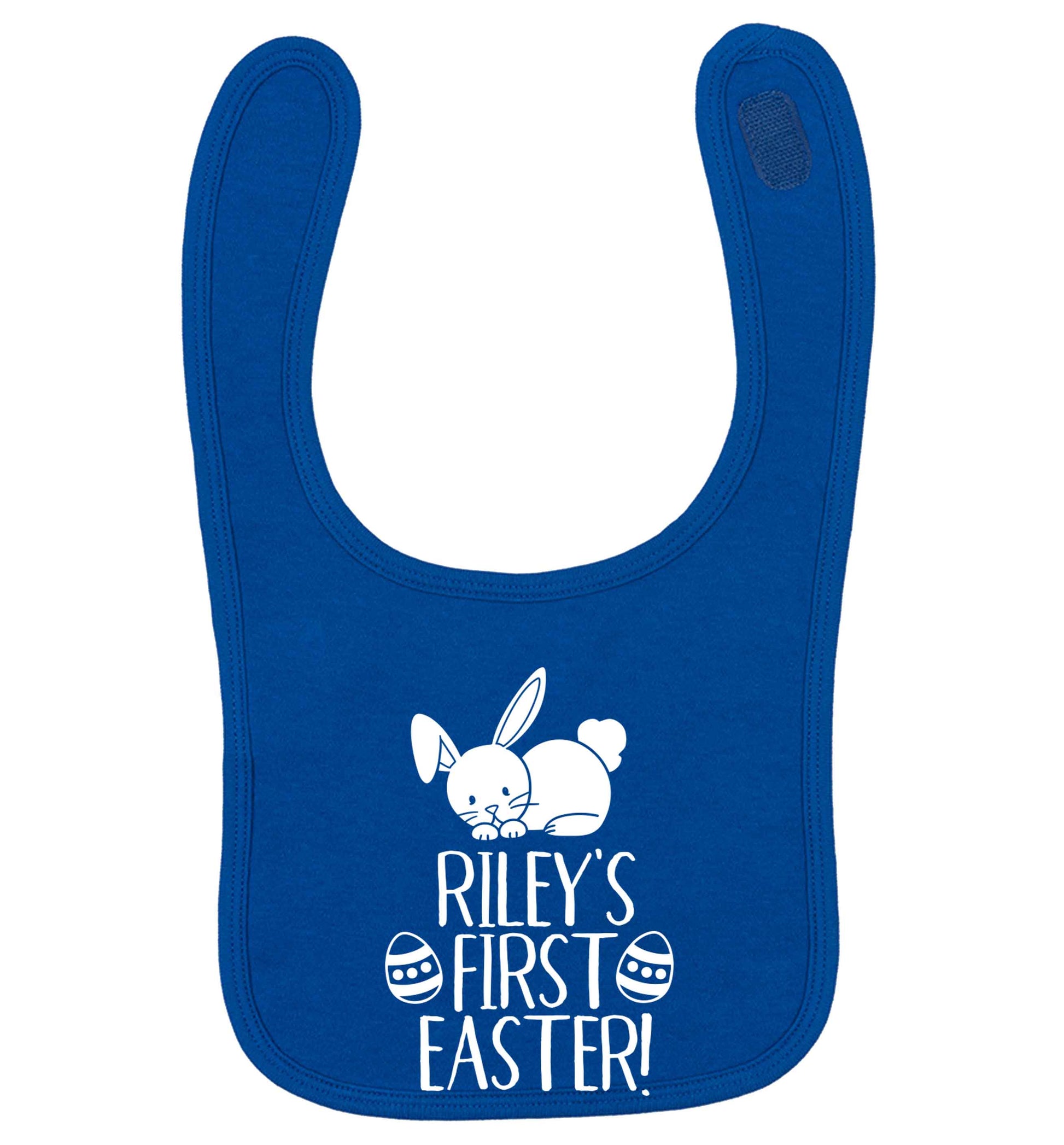 Personalised first Easter royal blue baby bib