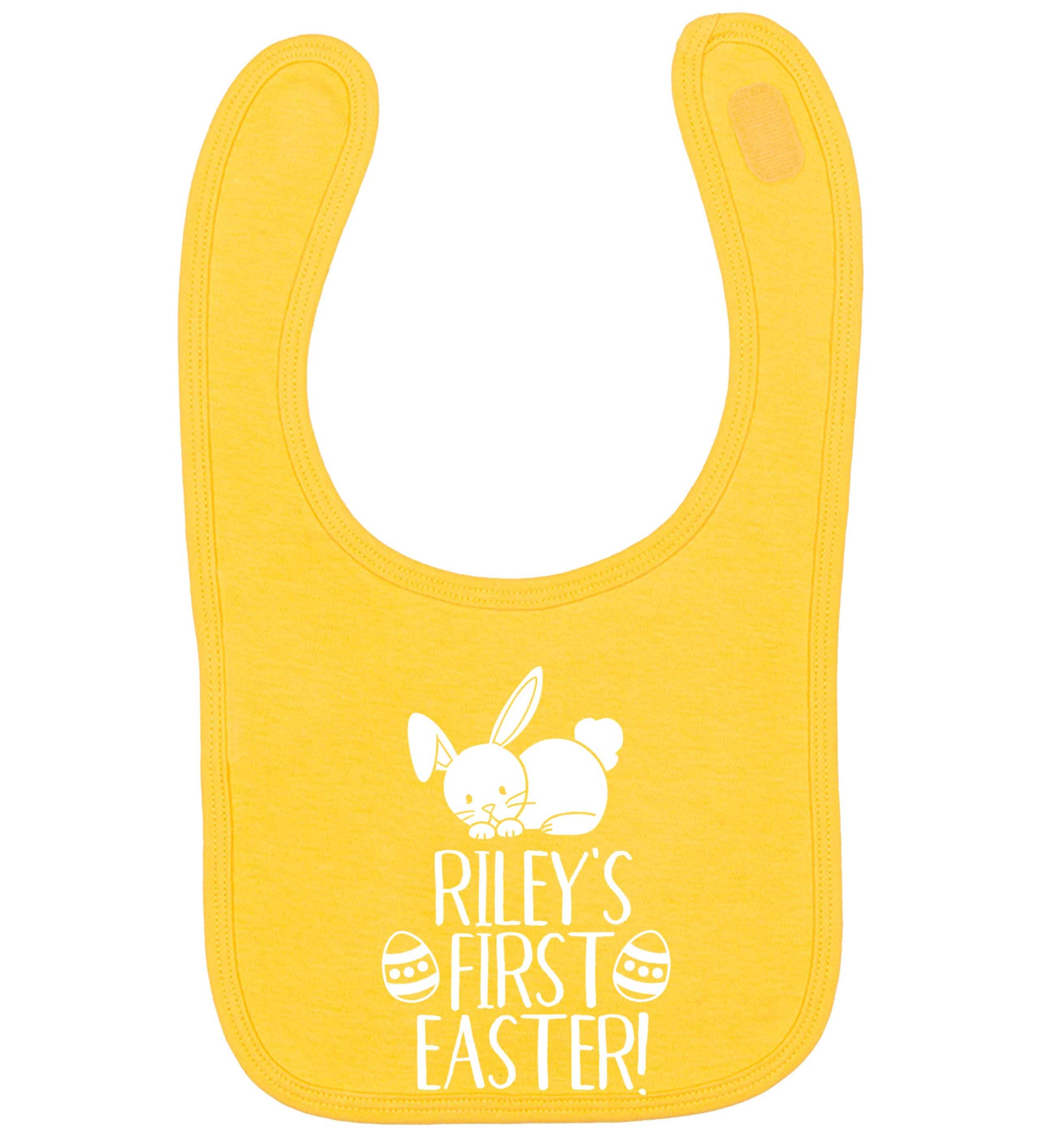 Personalised first Easter yellow baby bib