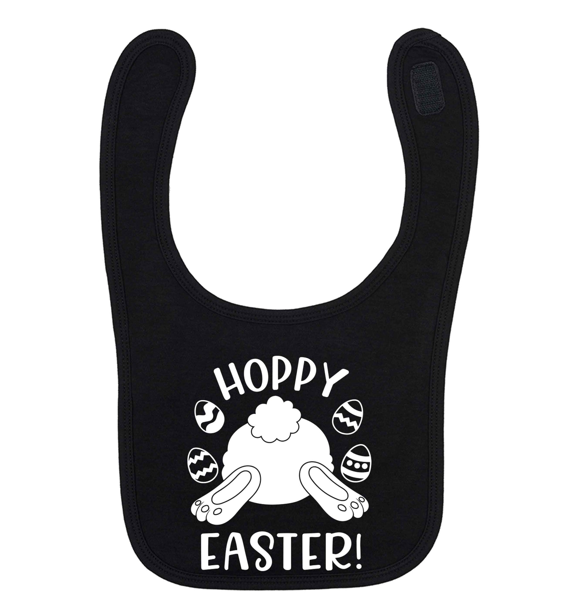 Hoppy Easter black baby bib
