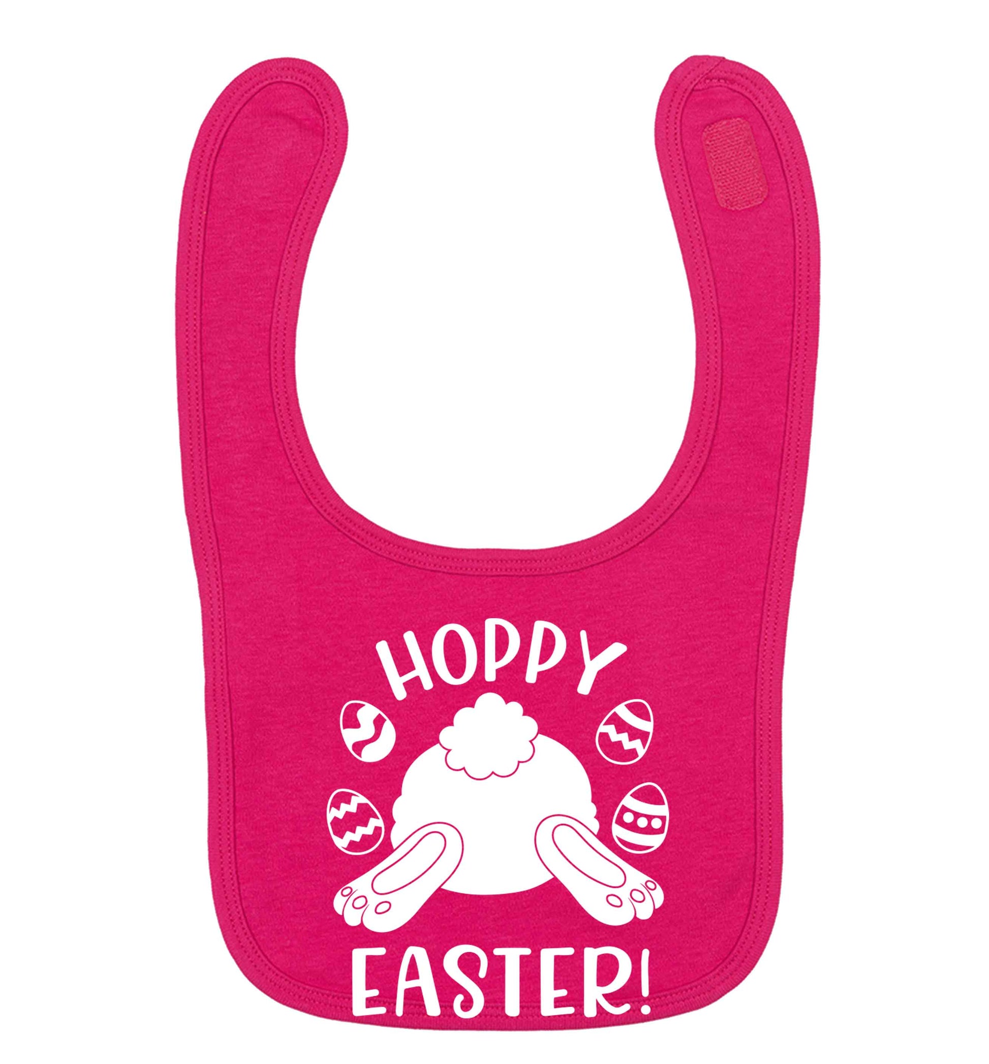 Hoppy Easter dark pink baby bib