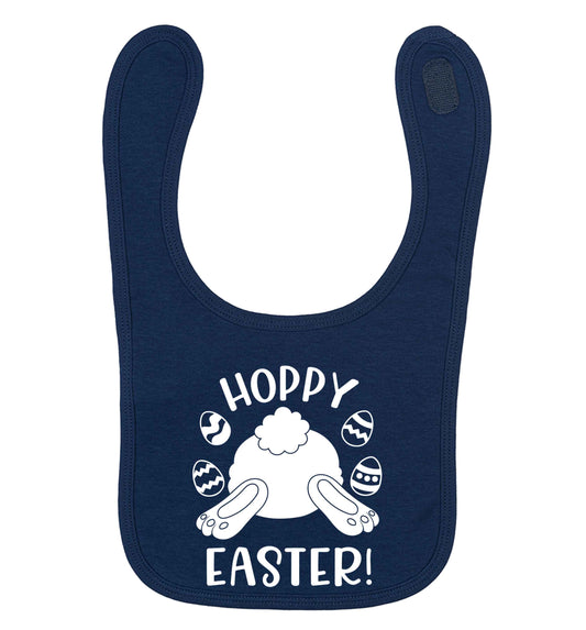 Hoppy Easter navy baby bib