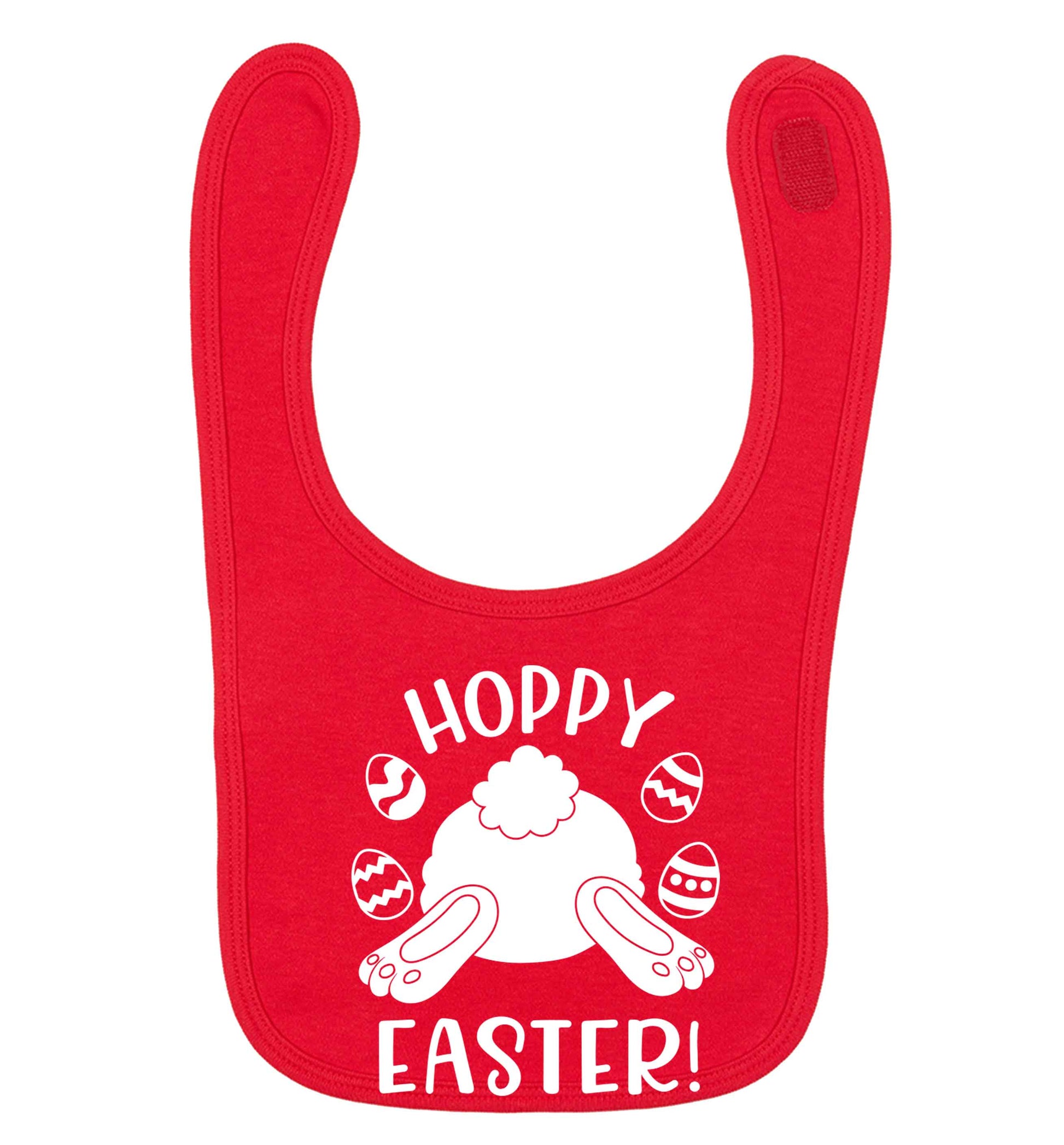 Hoppy Easter red baby bib