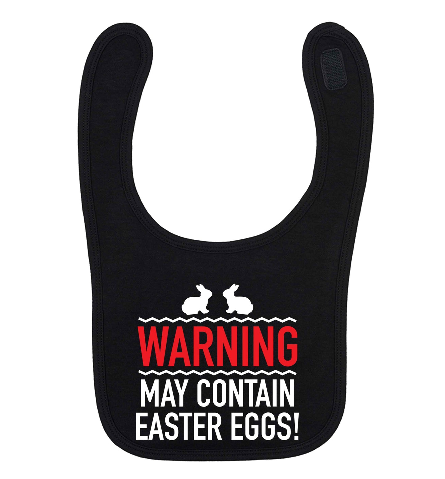 Warning may contain Easter eggs black baby bib