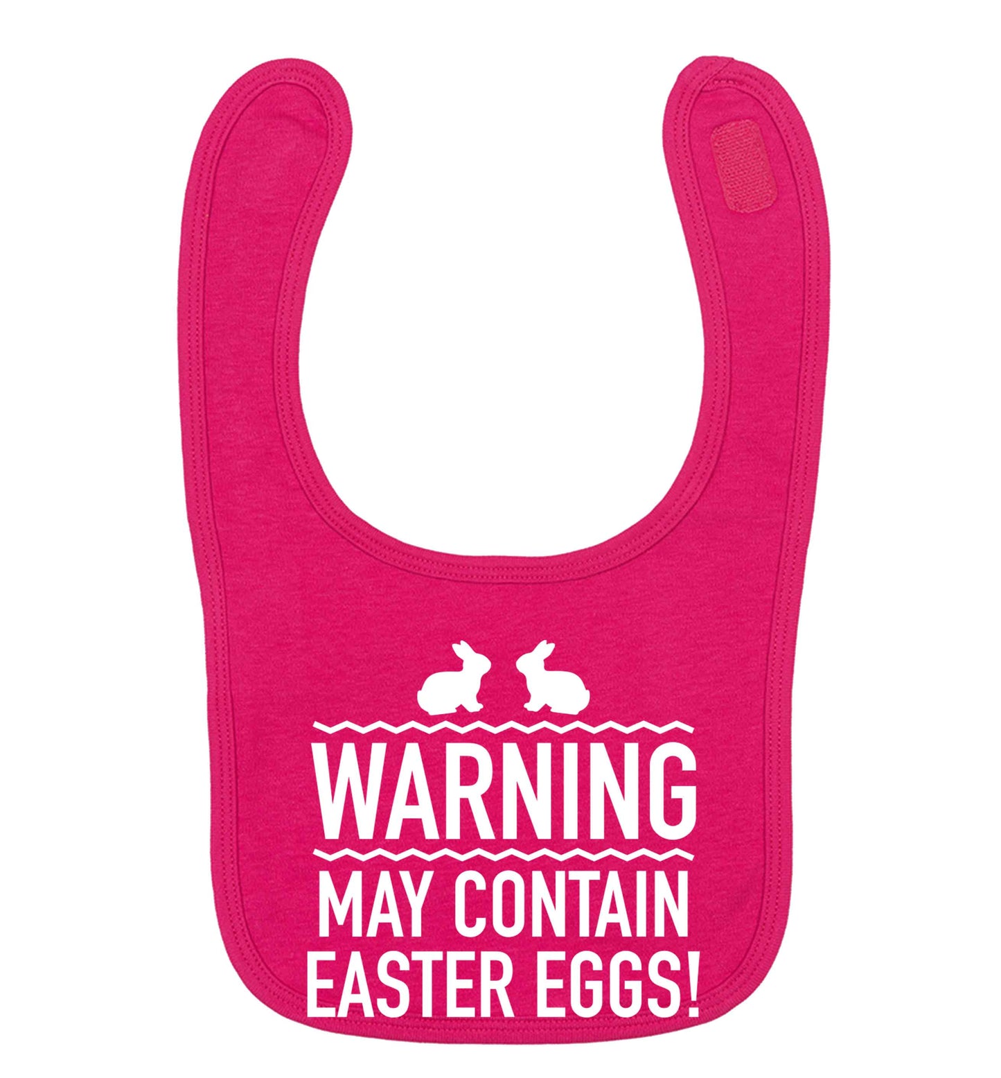 Warning may contain Easter eggs dark pink baby bib