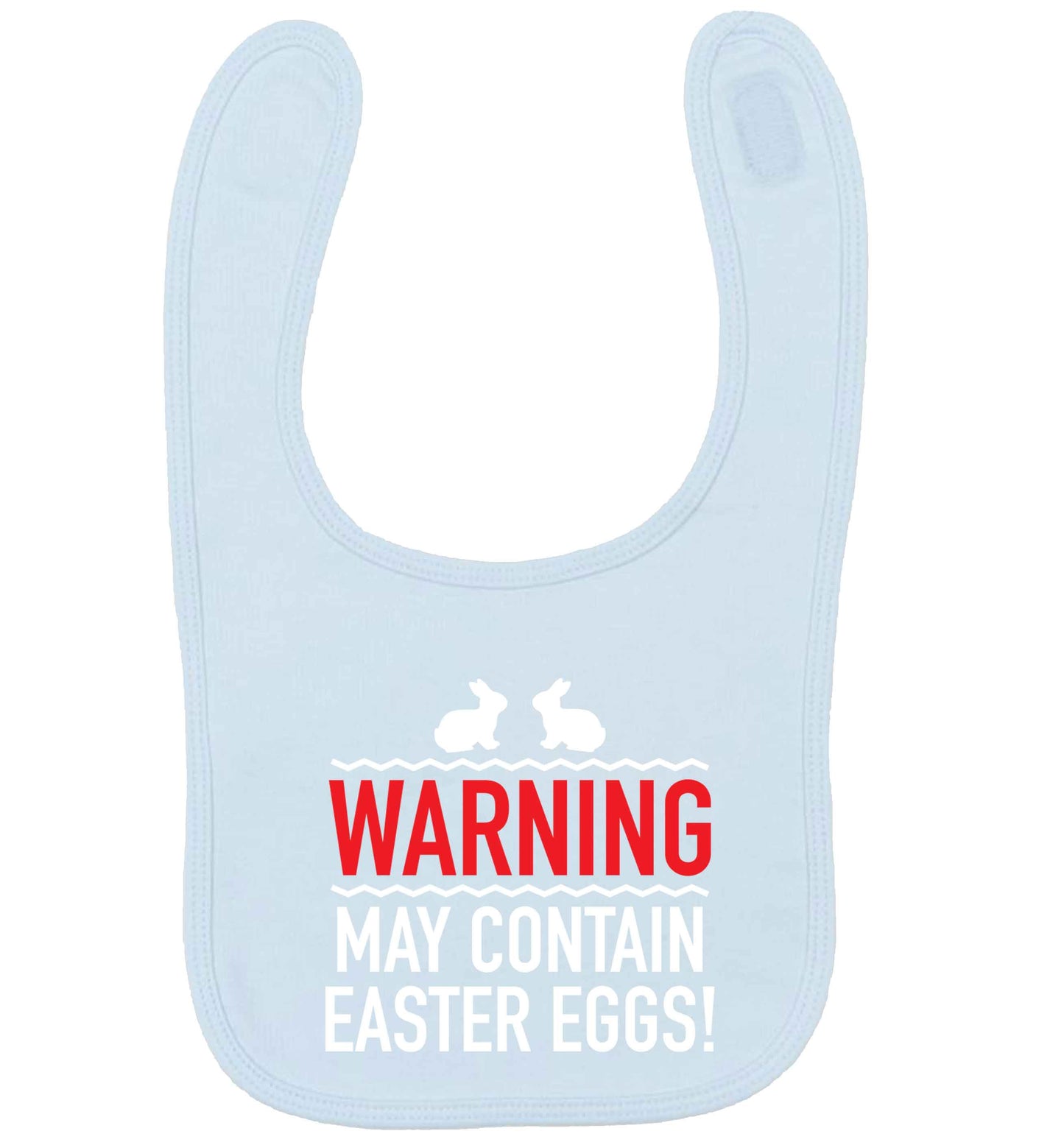 Warning may contain Easter eggs pale blue baby bib