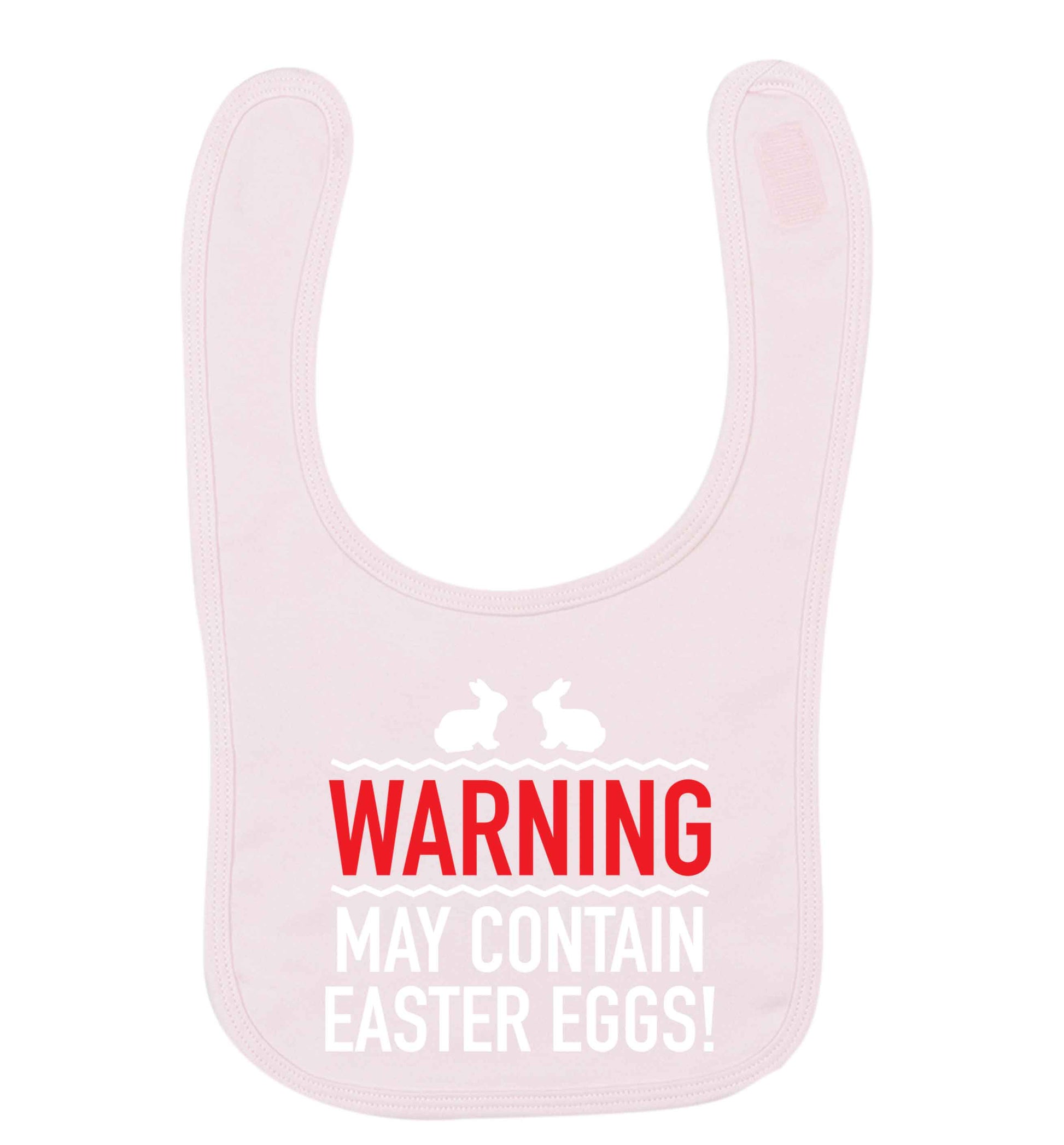 Warning may contain Easter eggs pale pink baby bib