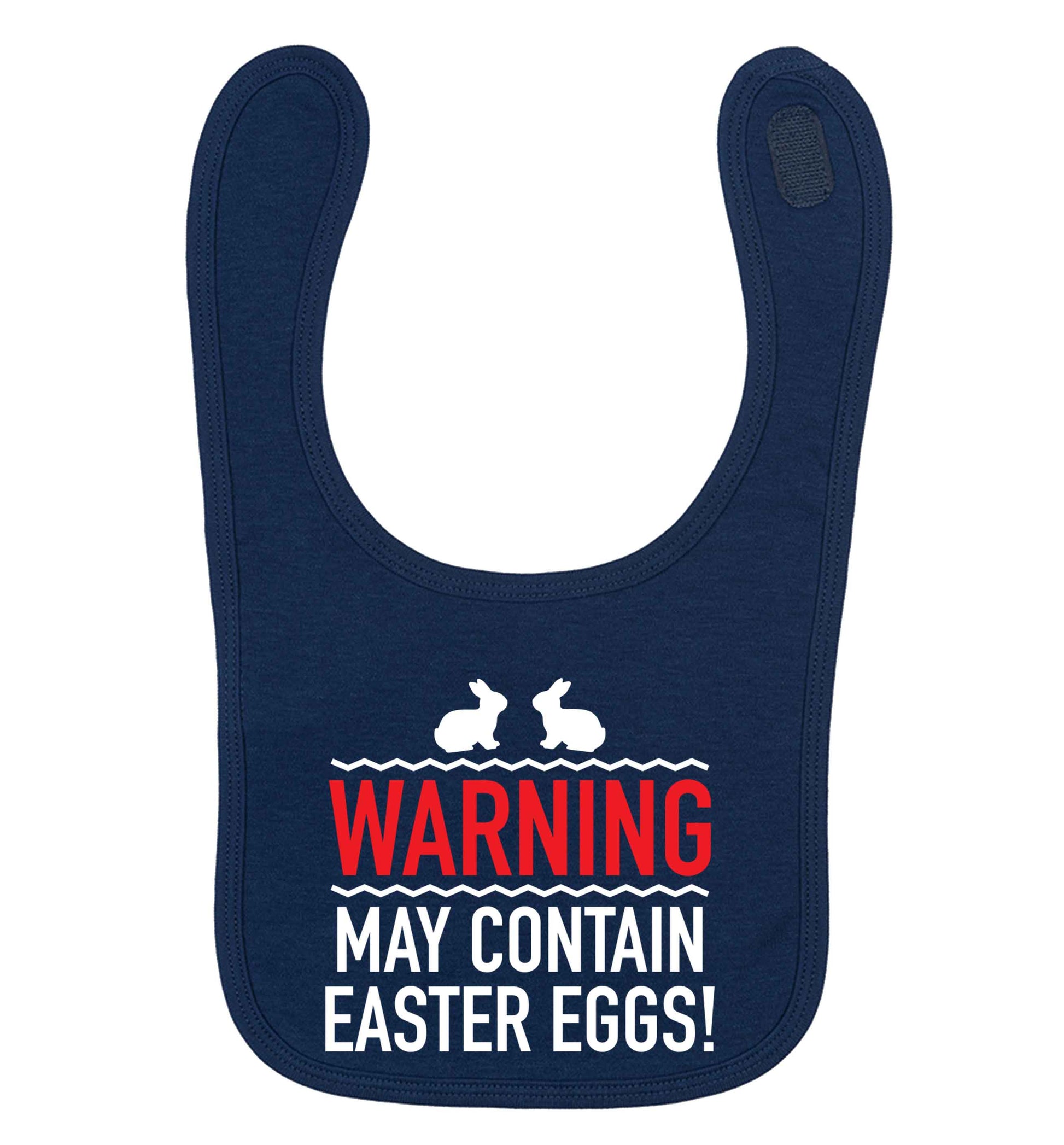 Warning may contain Easter eggs navy baby bib