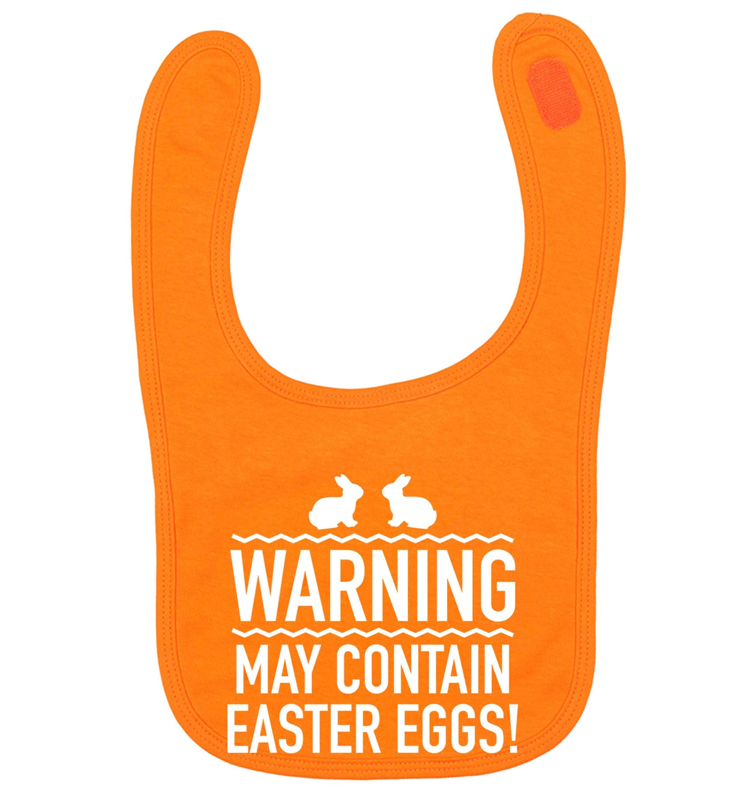 Warning may contain Easter eggs orange baby bib