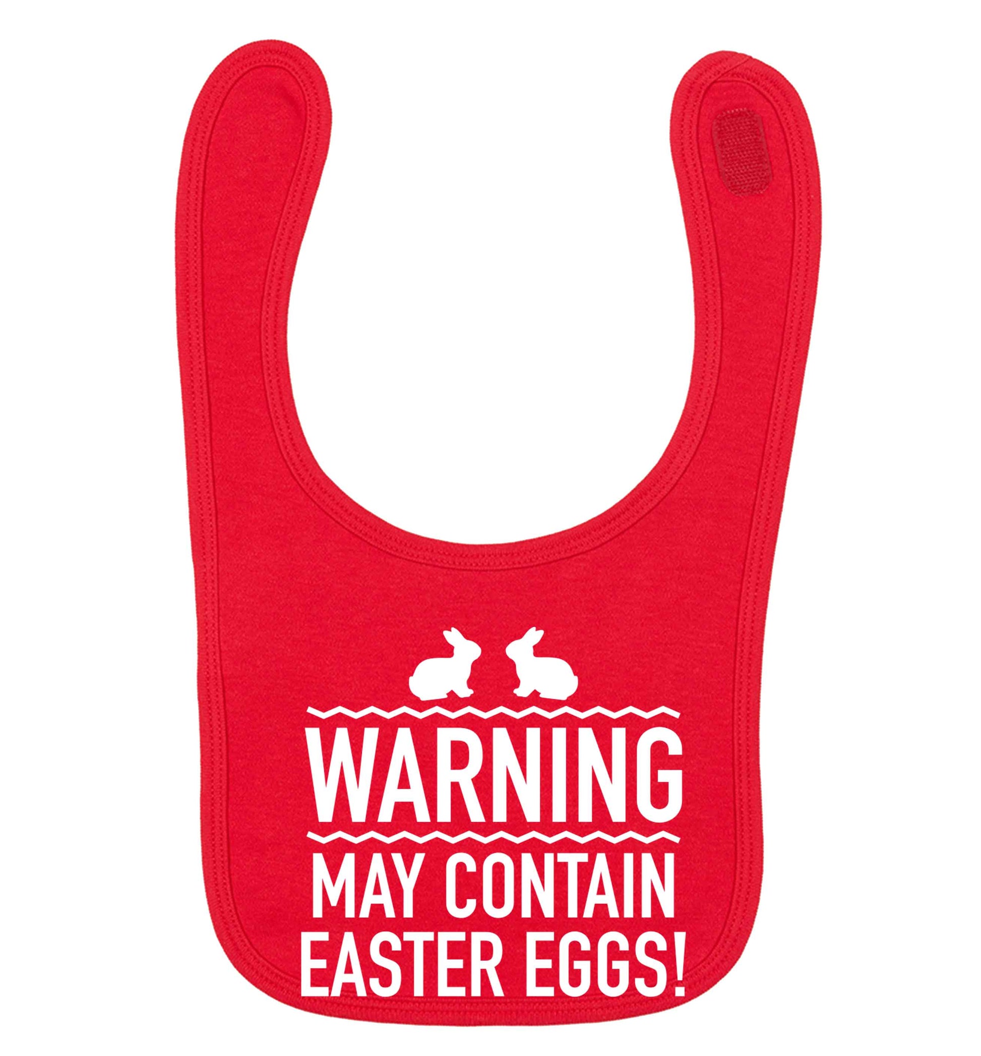 Warning may contain Easter eggs red baby bib