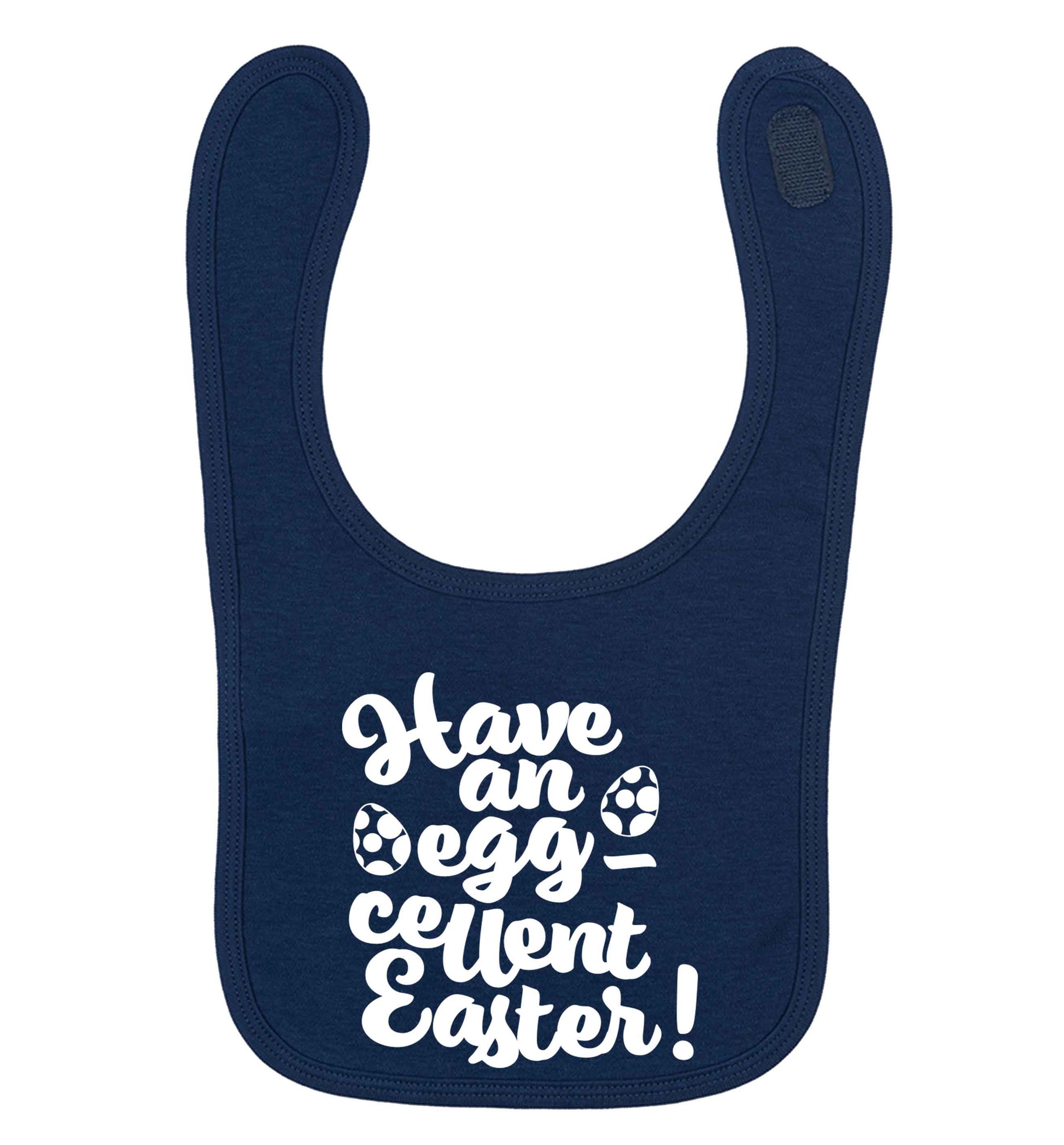 Have an eggcellent Easter navy baby bib