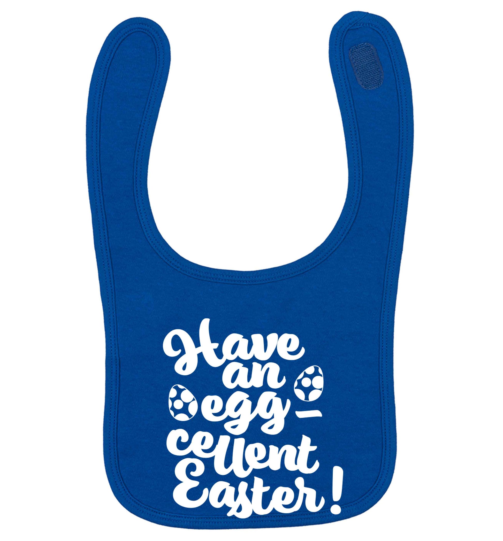 Have an eggcellent Easter royal blue baby bib