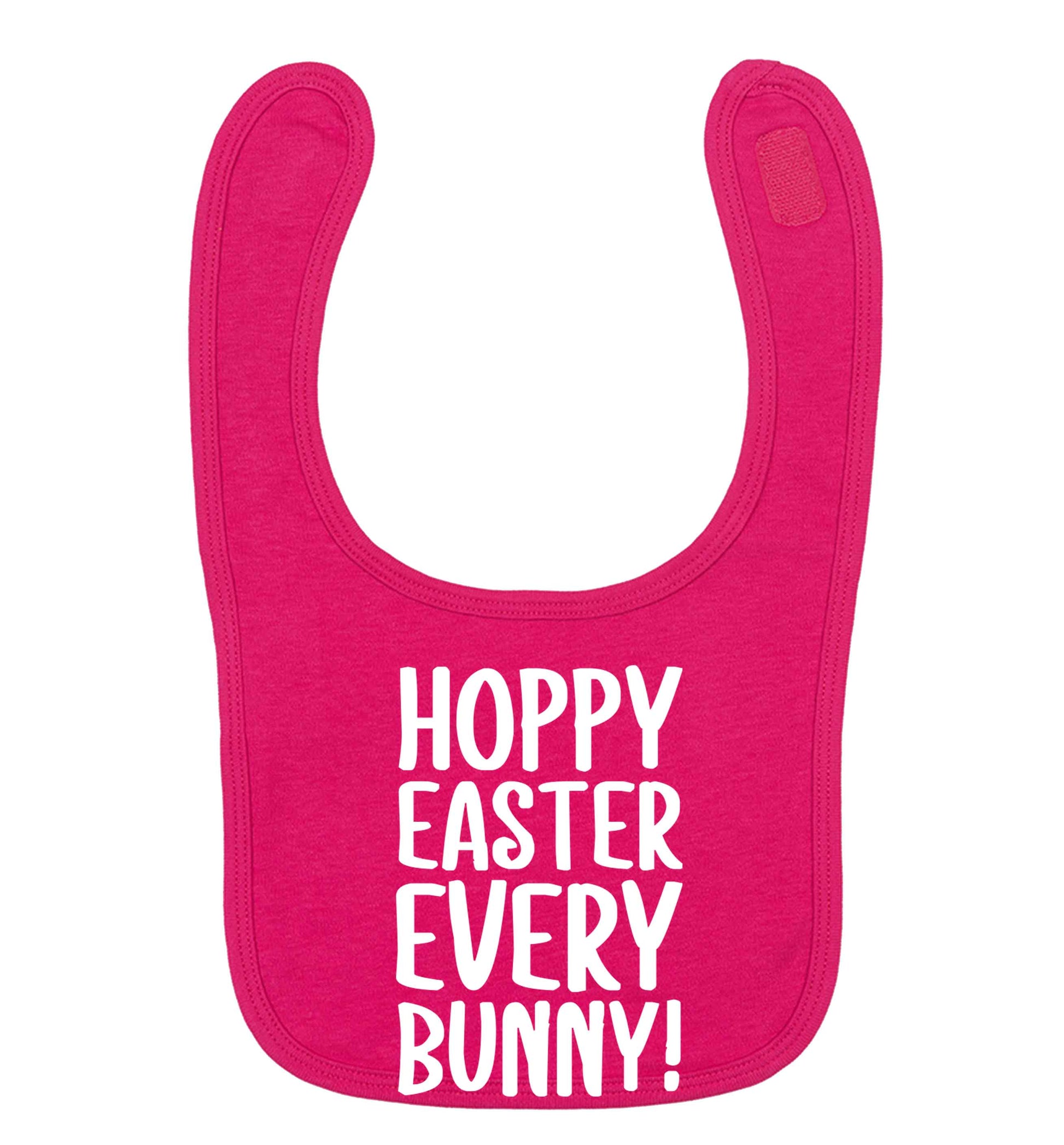 Hoppy Easter every bunny! dark pink baby bib