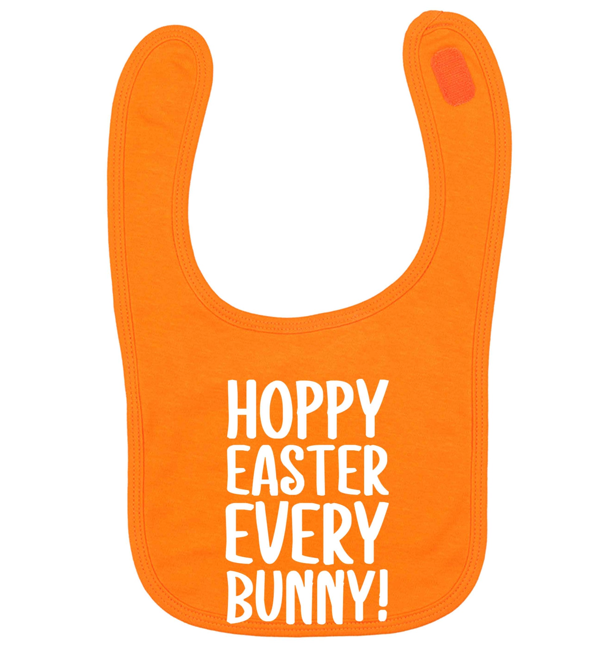Hoppy Easter every bunny! orange baby bib