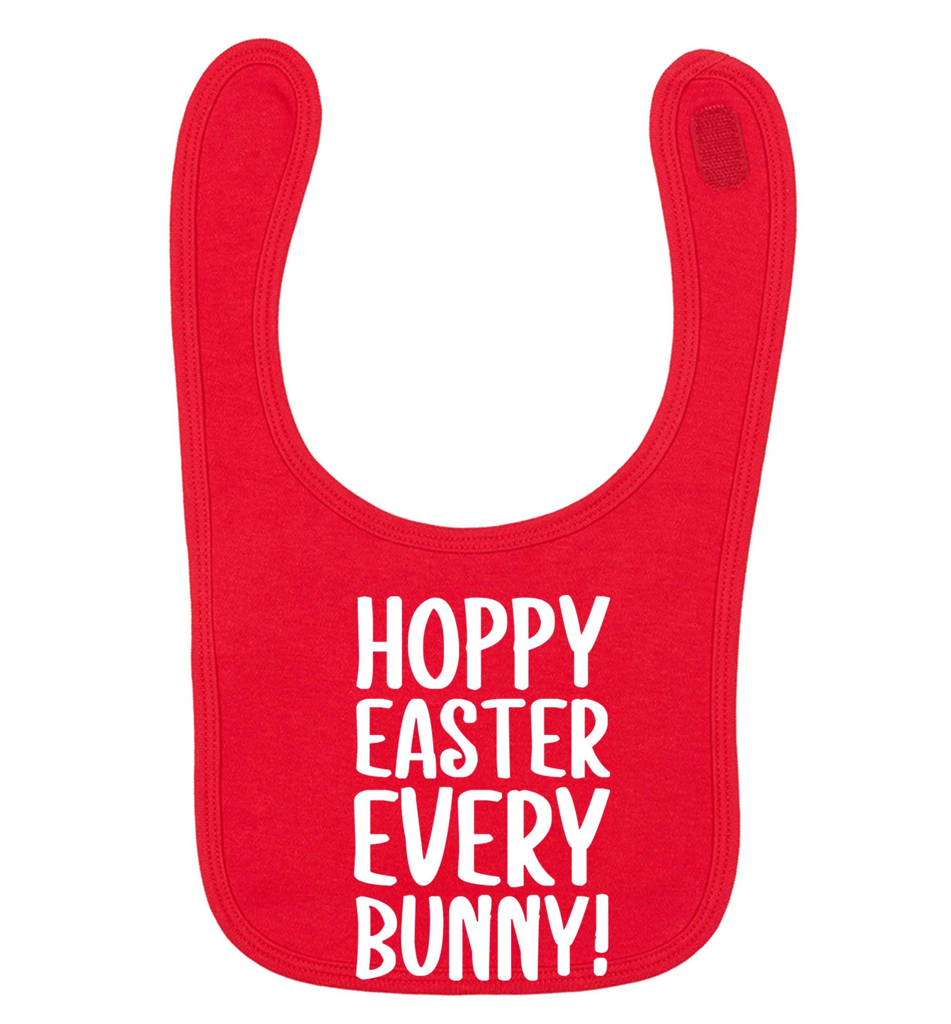 Hoppy Easter every bunny! red baby bib
