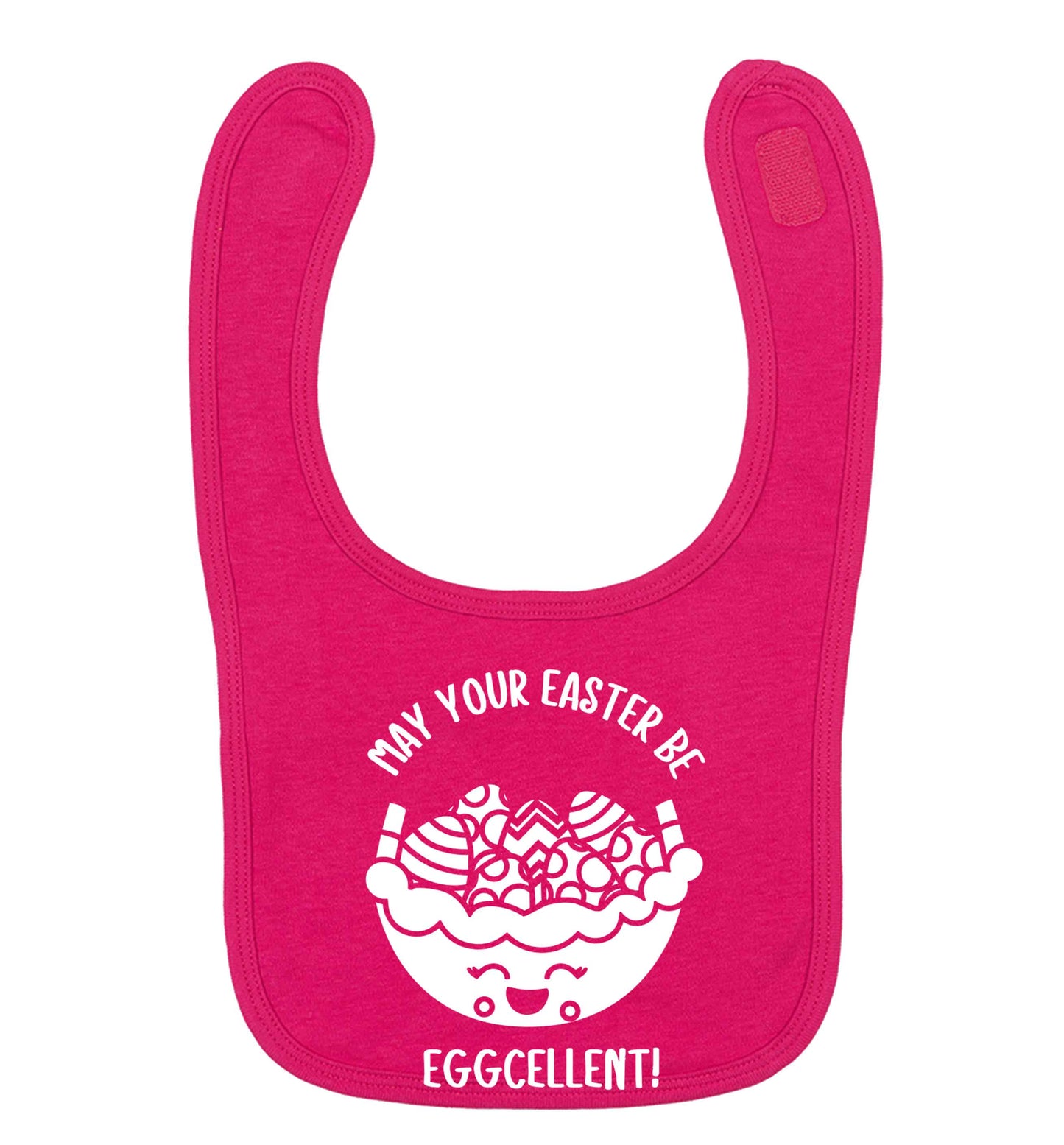 May your Easter be eggcellent dark pink baby bib