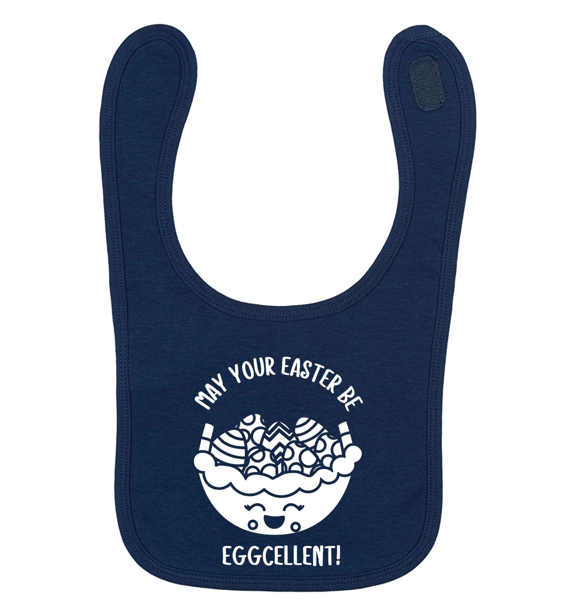 May your Easter be eggcellent navy baby bib