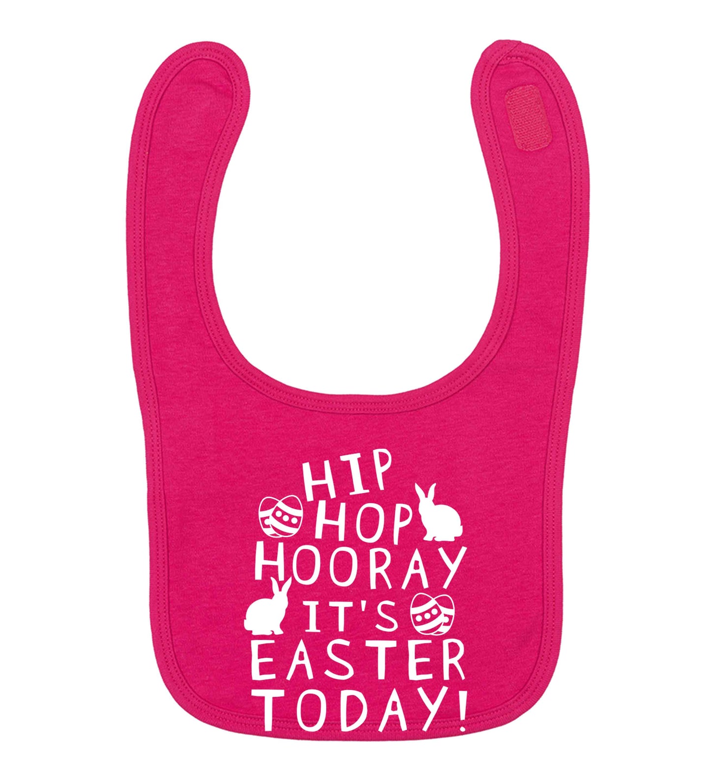 Hip hip hooray it's Easter today! dark pink baby bib
