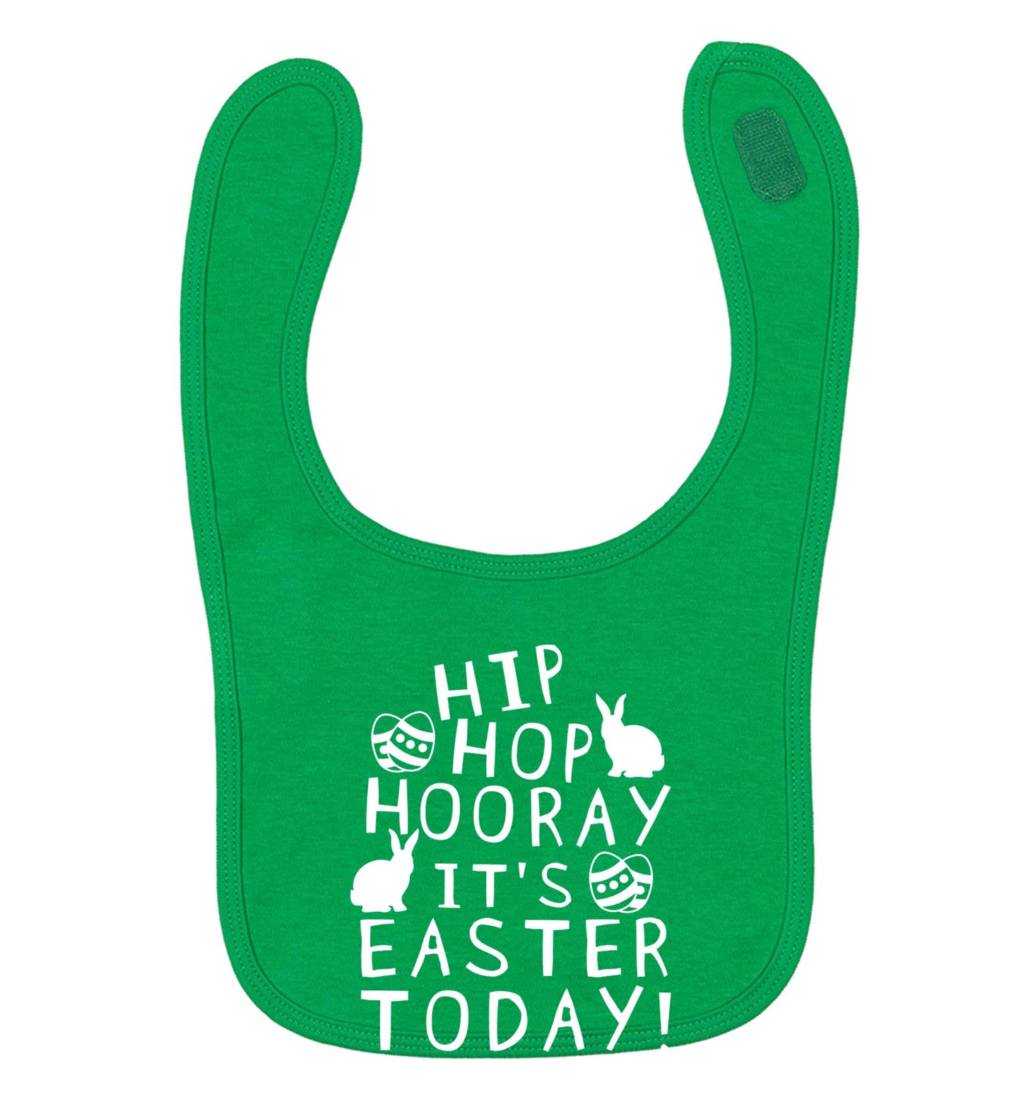 Hip hip hooray it's Easter today! green baby bib