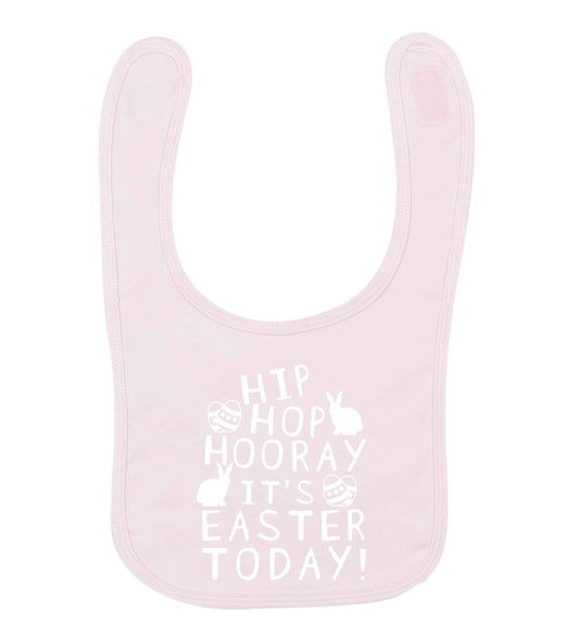 Hip hip hooray it's Easter today! pale pink baby bib