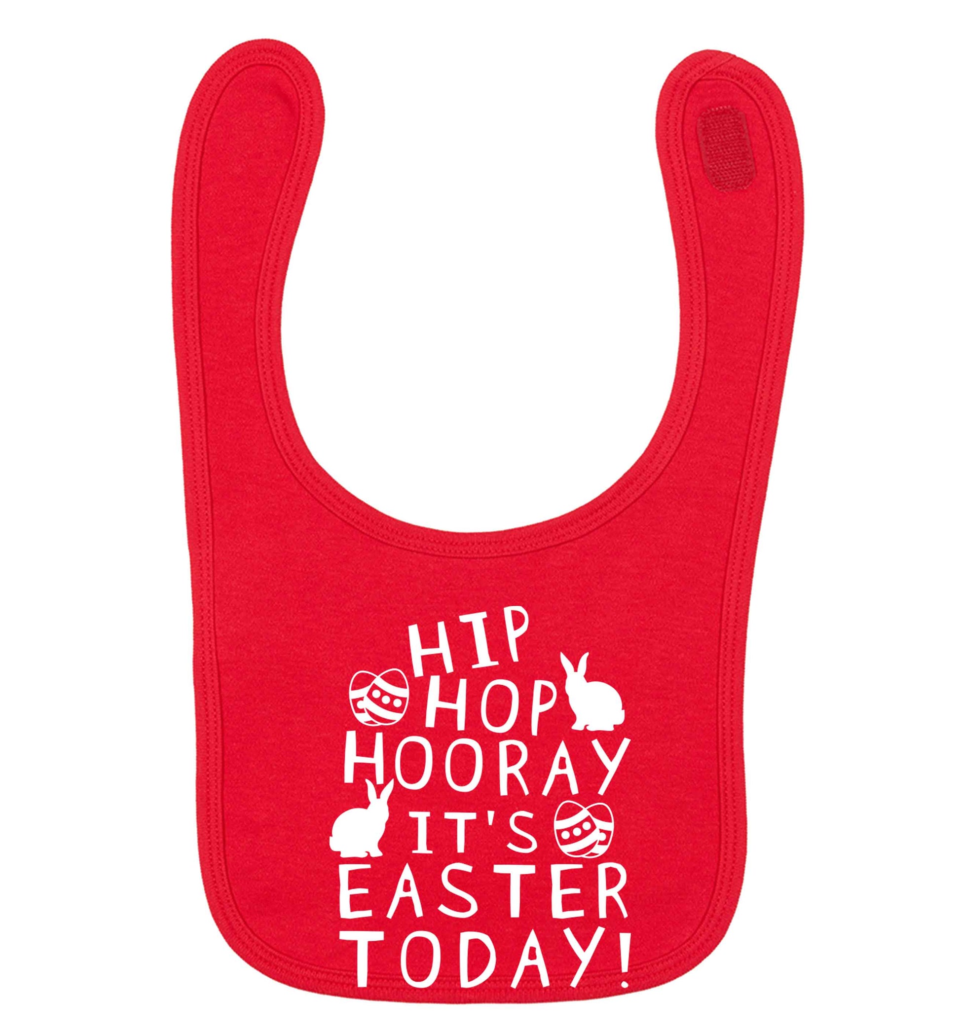 Hip hip hooray it's Easter today! red baby bib