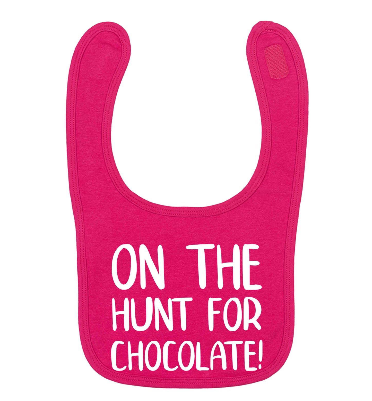 On the hunt for chocolate! dark pink baby bib