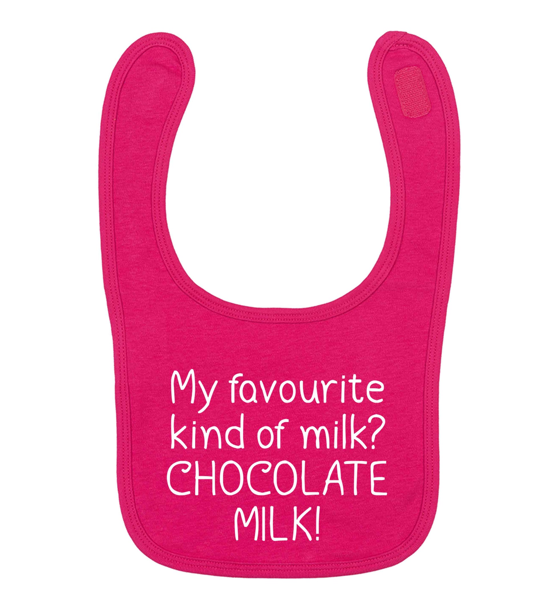 funny gift for a chocaholic! My favourite kind of milk? Chocolate milk! dark pink baby bib
