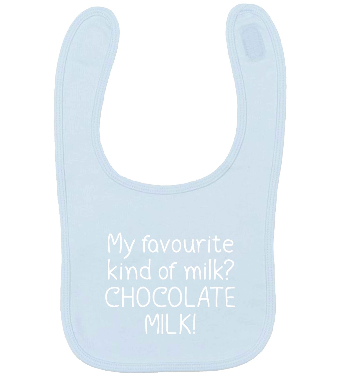 funny gift for a chocaholic! My favourite kind of milk? Chocolate milk! pale blue baby bib