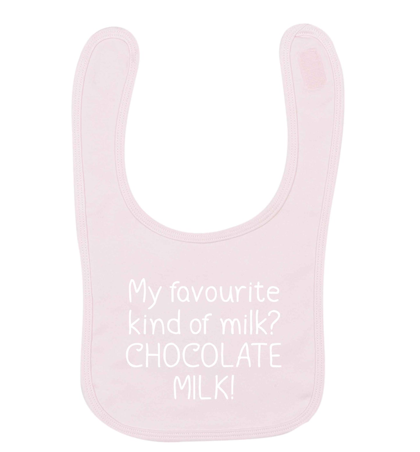 funny gift for a chocaholic! My favourite kind of milk? Chocolate milk! pale pink baby bib