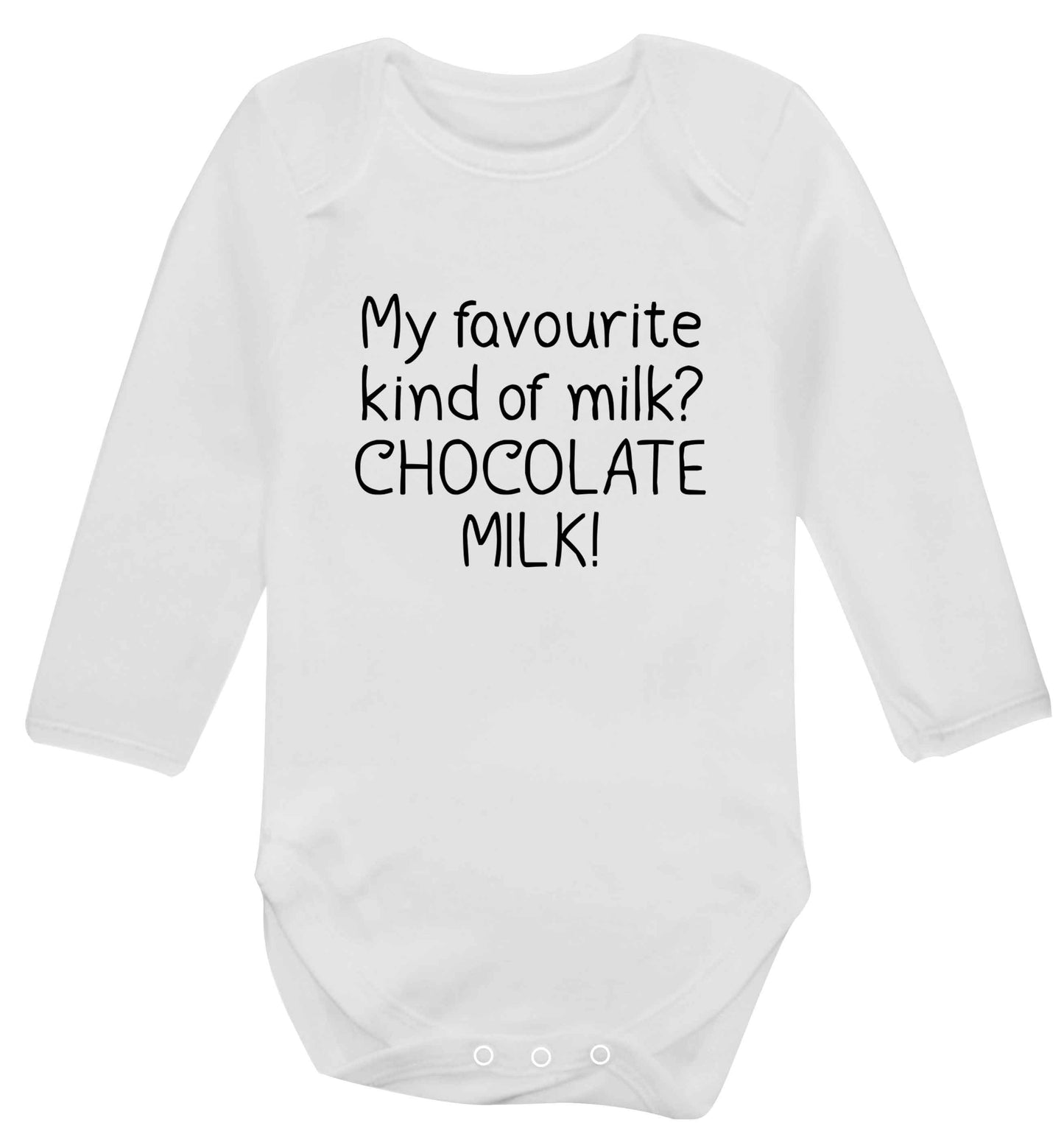 funny gift for a chocaholic! My favourite kind of milk? Chocolate milk! baby vest long sleeved white 6-12 months