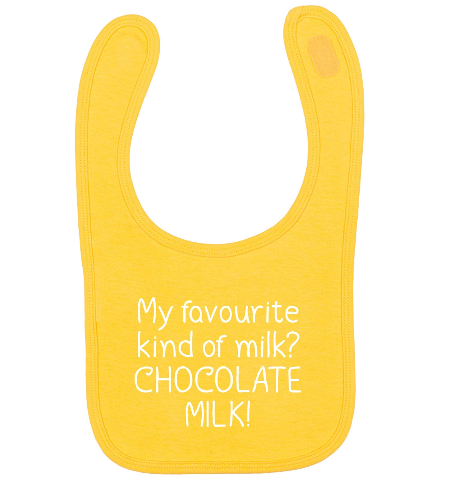 funny gift for a chocaholic! My favourite kind of milk? Chocolate milk! yellow baby bib