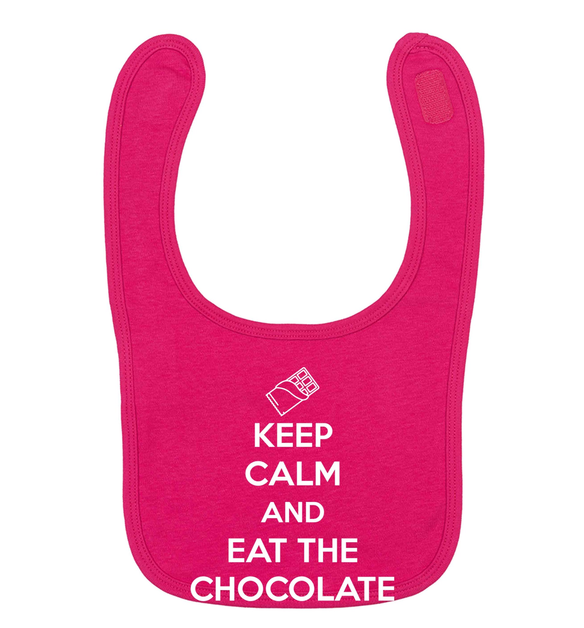 funny gift for a chocaholic! Keep calm and eat the chocolate dark pink baby bib